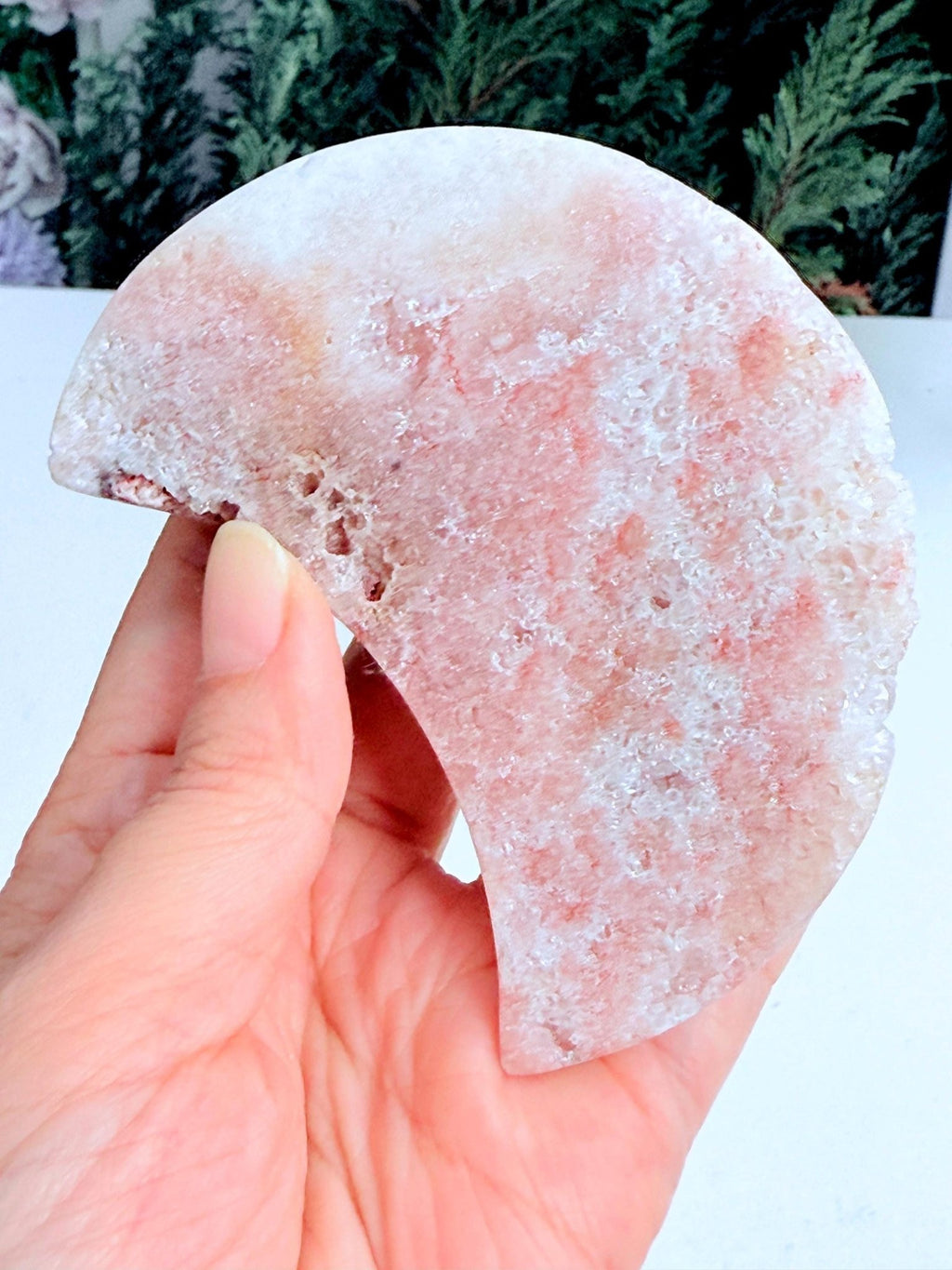 Pink Amethyst Moon, Pink Amethyst Druzy Moon, Dreamy Pink Amethyst Crystal Polished Moon, Healing Crystal, Crystal Gift -3 - Million Years Crystal