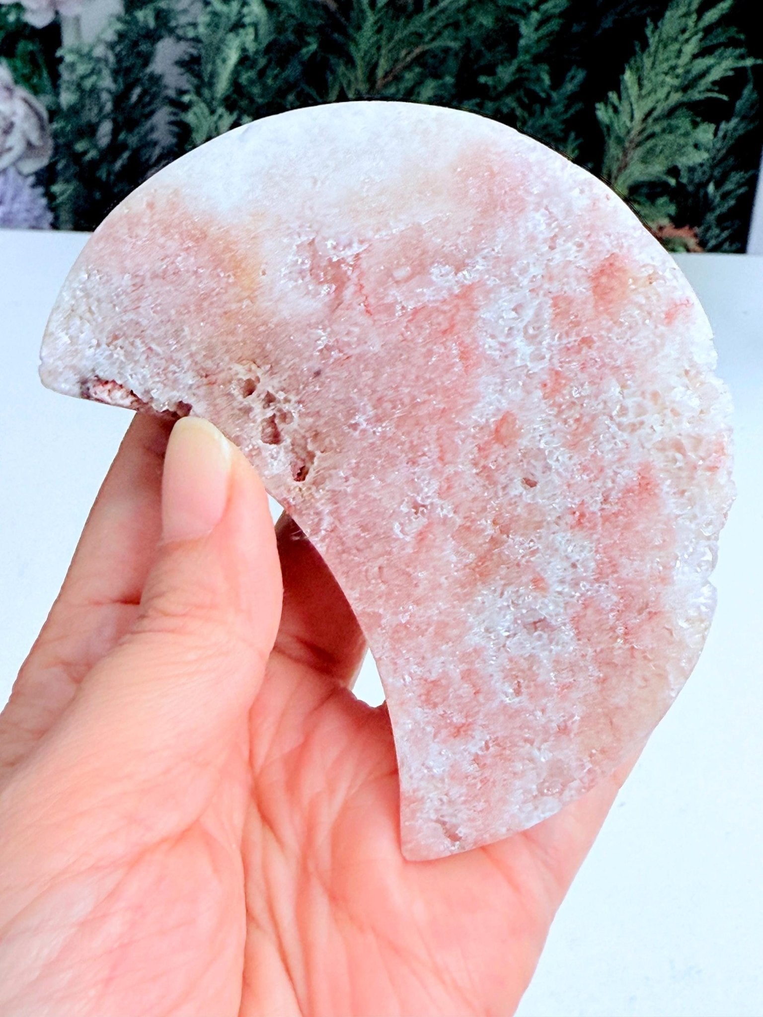 Pink Amethyst Moon, Pink Amethyst Druzy Moon, Dreamy Pink Amethyst Crystal Polished Moon, Healing Crystal, Crystal Gift -3 - Million Years Crystal