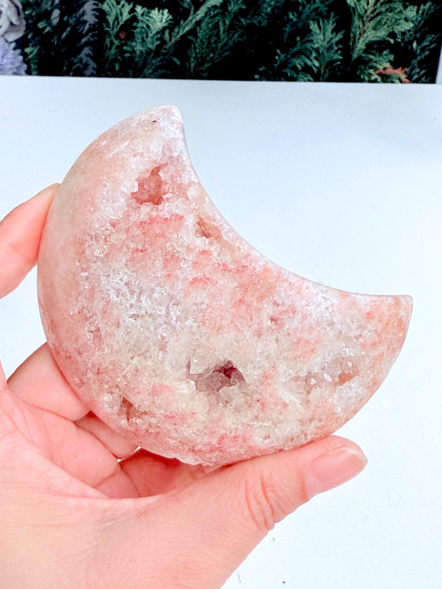 Pink Amethyst Moon, Pink Amethyst Druzy Moon, Dreamy Pink Amethyst Crystal Polished Moon, Healing Crystal, Crystal Gift -3 - Million Years Crystal