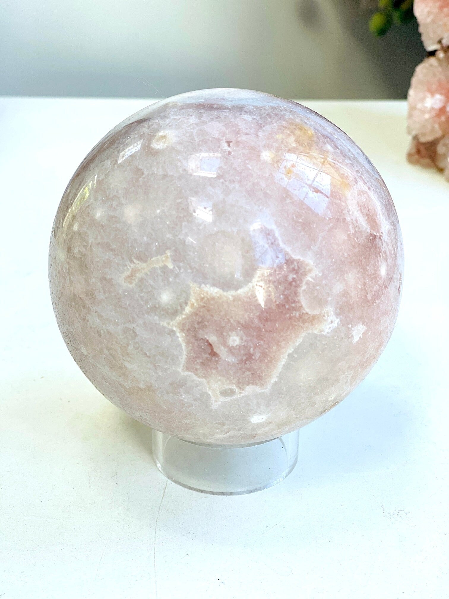 Pink Amethyst Sphere, 1.3kg Pink Amethyst Crystal Sphere, Dreaming Pink Amethyst Sphere, Crystal Gift, Home Decor - Million Years Crystal