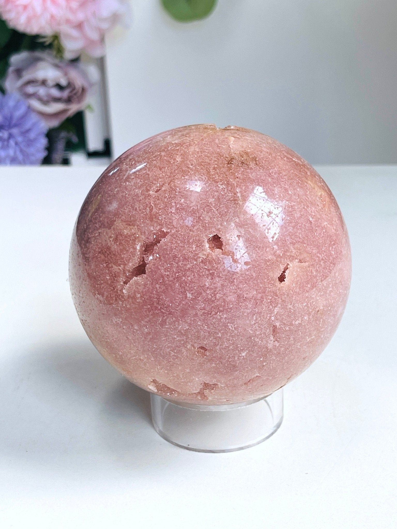 Pink Amethyst Sphere, 87mm Pink Amethyst Sphere, Dreaming Pink Amethyst Sphere , Sparkling Pink Amethyst Sphere - Million Years Crystal