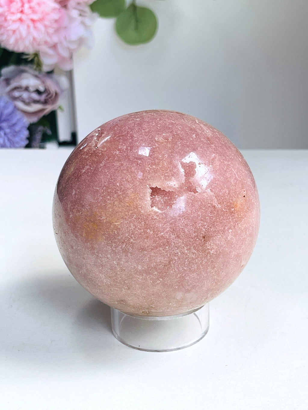 Pink Amethyst Sphere, 87mm Pink Amethyst Sphere, Dreaming Pink Amethyst Sphere , Sparkling Pink Amethyst Sphere - Million Years Crystal
