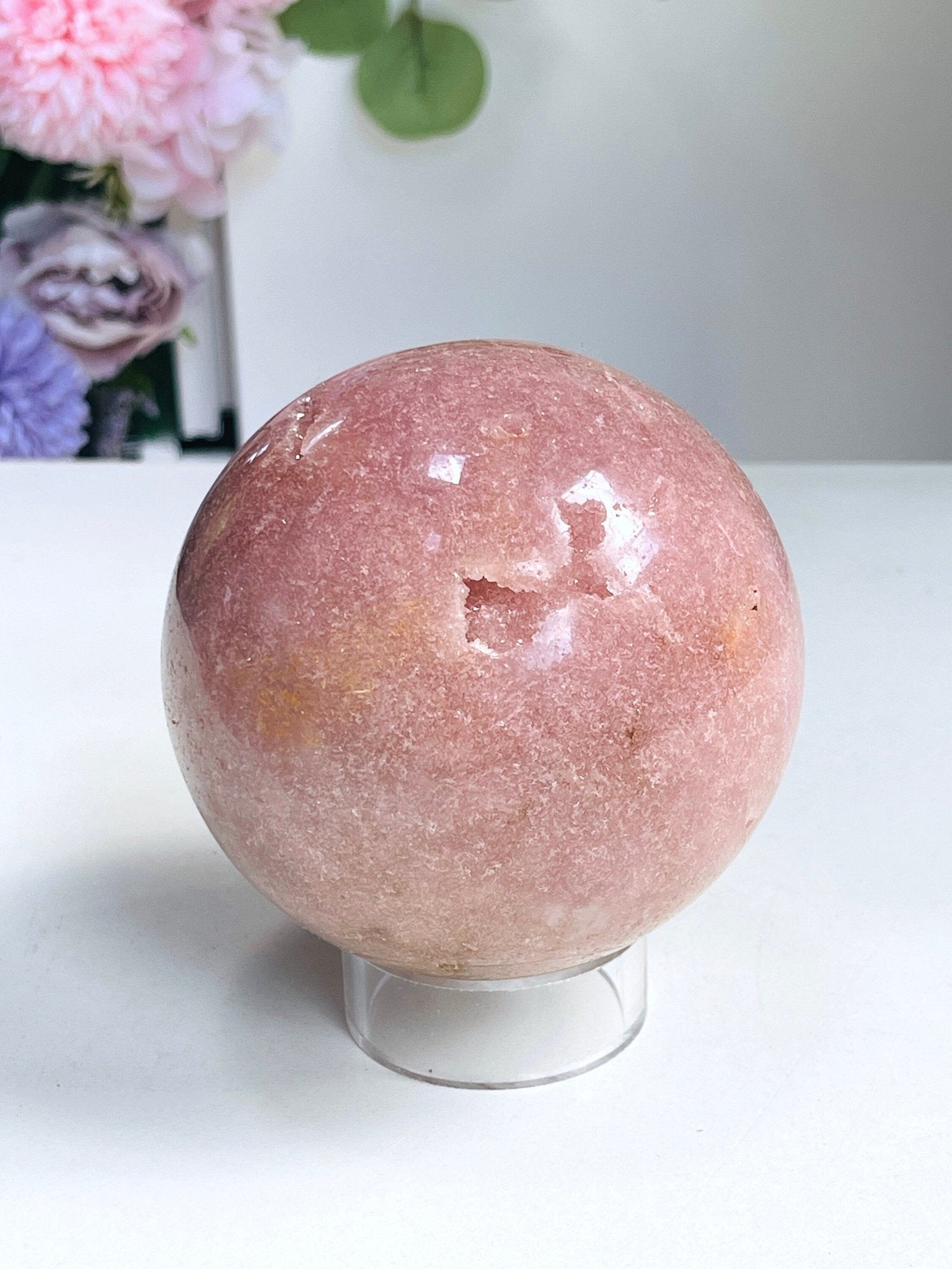 Pink Amethyst Sphere, 87mm Pink Amethyst Sphere, Dreaming Pink Amethyst Sphere , Sparkling Pink Amethyst Sphere - Million Years Crystal