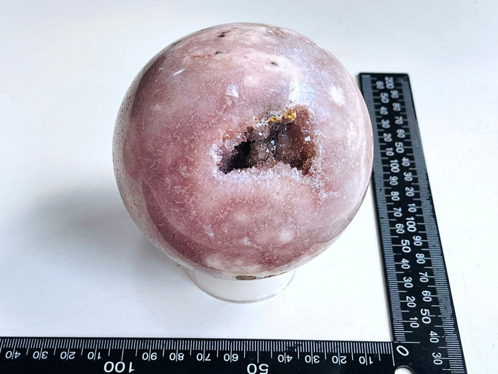 Pink Amethyst Sphere, 94mm Pink Amethyst with Quartz sphere, Sparkling Pink Amethyst, crystal gift - Million Years Crystal
