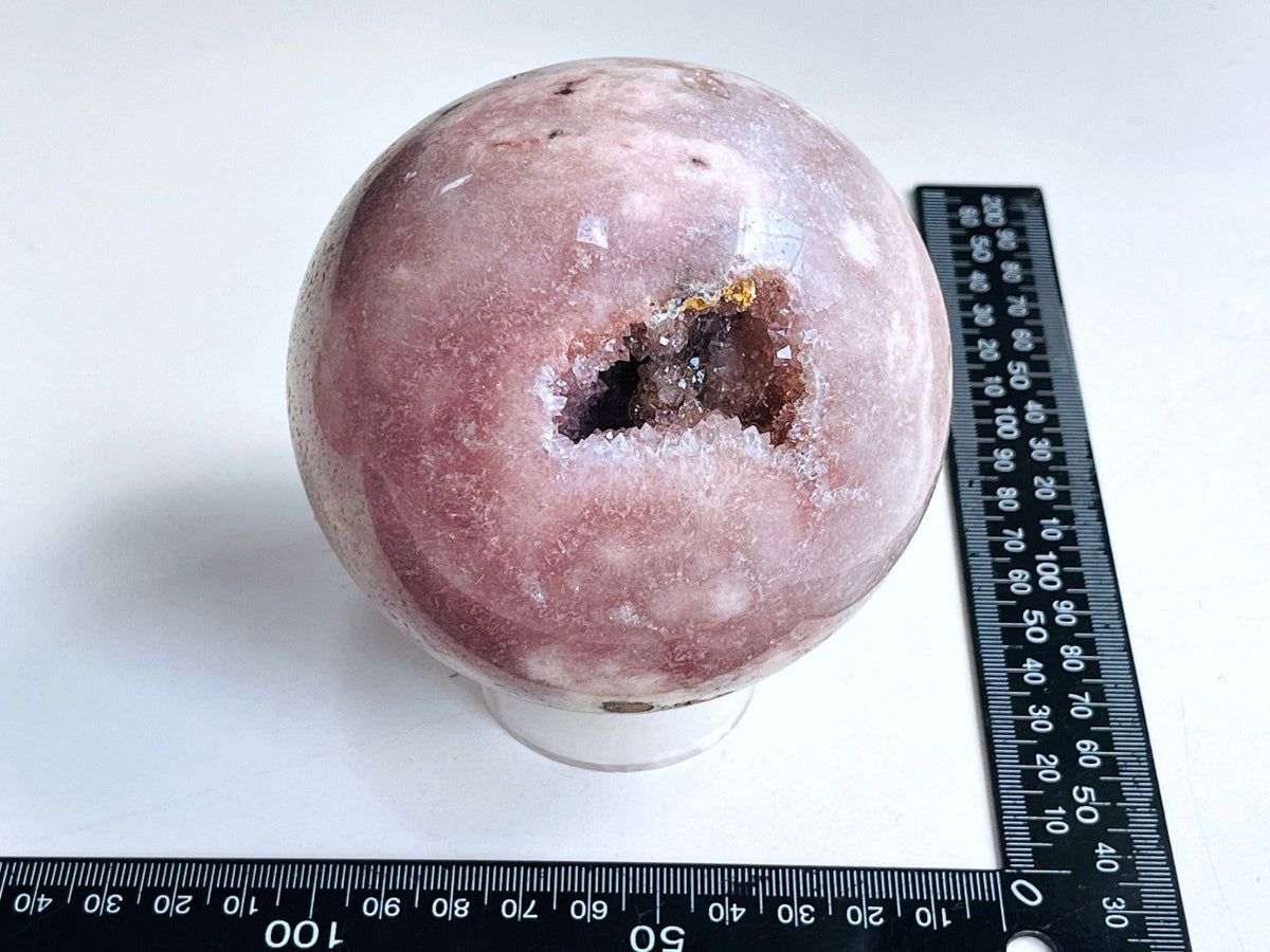 Pink Amethyst Sphere, 94mm Pink Amethyst with Quartz sphere, Sparkling Pink Amethyst, crystal gift - Million Years Crystal