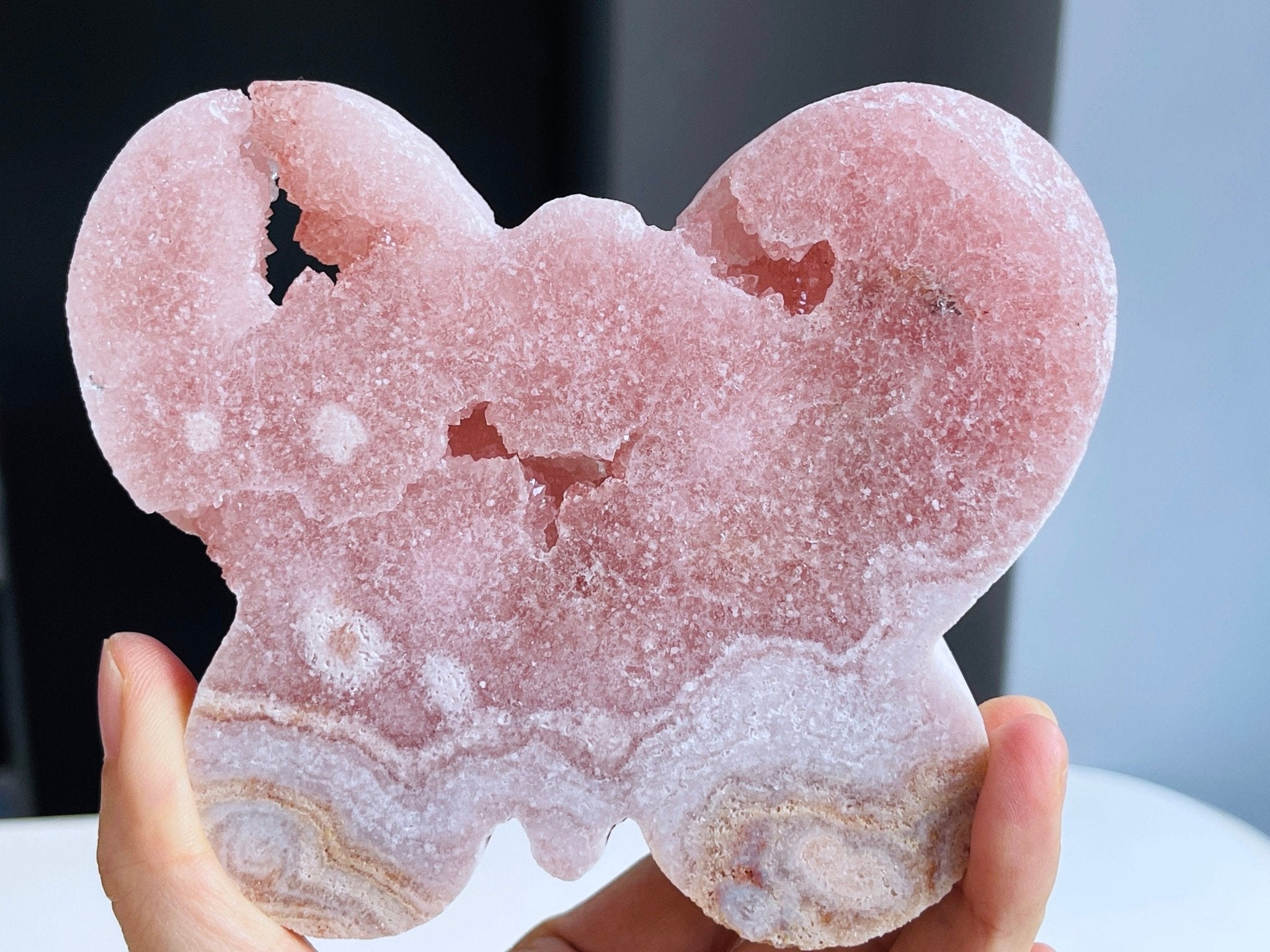 Pink Amethyst, Stunning Pink Amethyst Butterfly , Large Sparkling Pink Amethyst shape, Crystal Gift, Healing Crystal Home Decor - Million Years Crystal