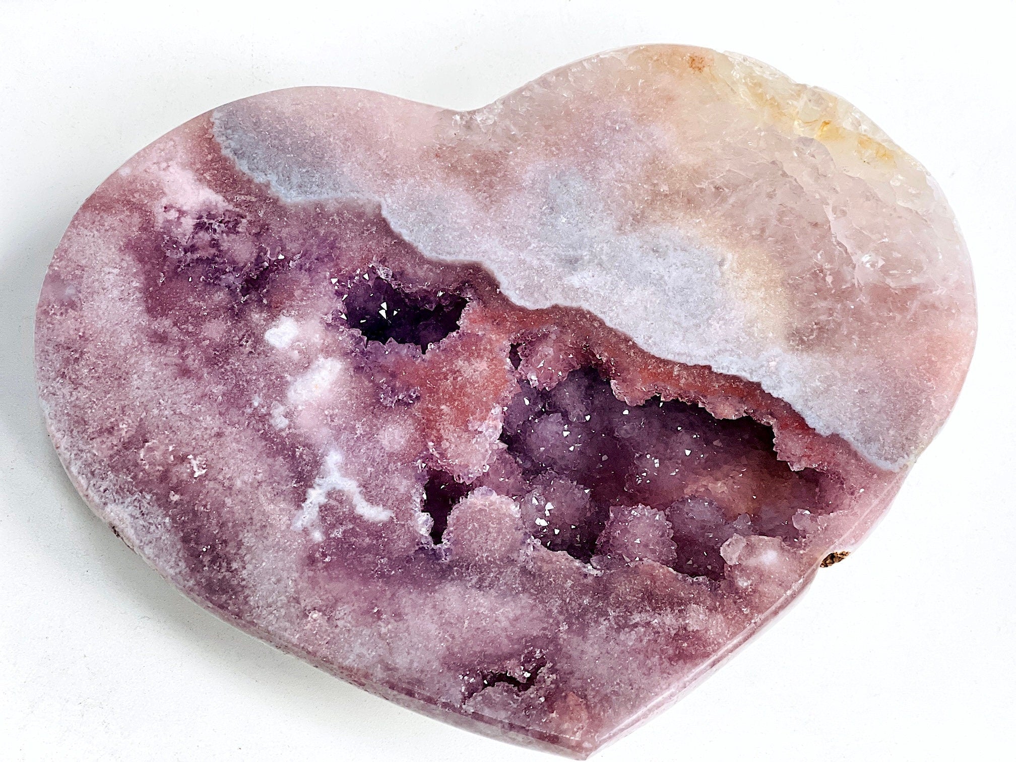 Pink Amethyst, Super Extra Quality Paired Pink Amethyst Heart, Pink Amethyst Heart Set, Pink Amethyst Crystals, Crystal Gift - Million Years Crystal