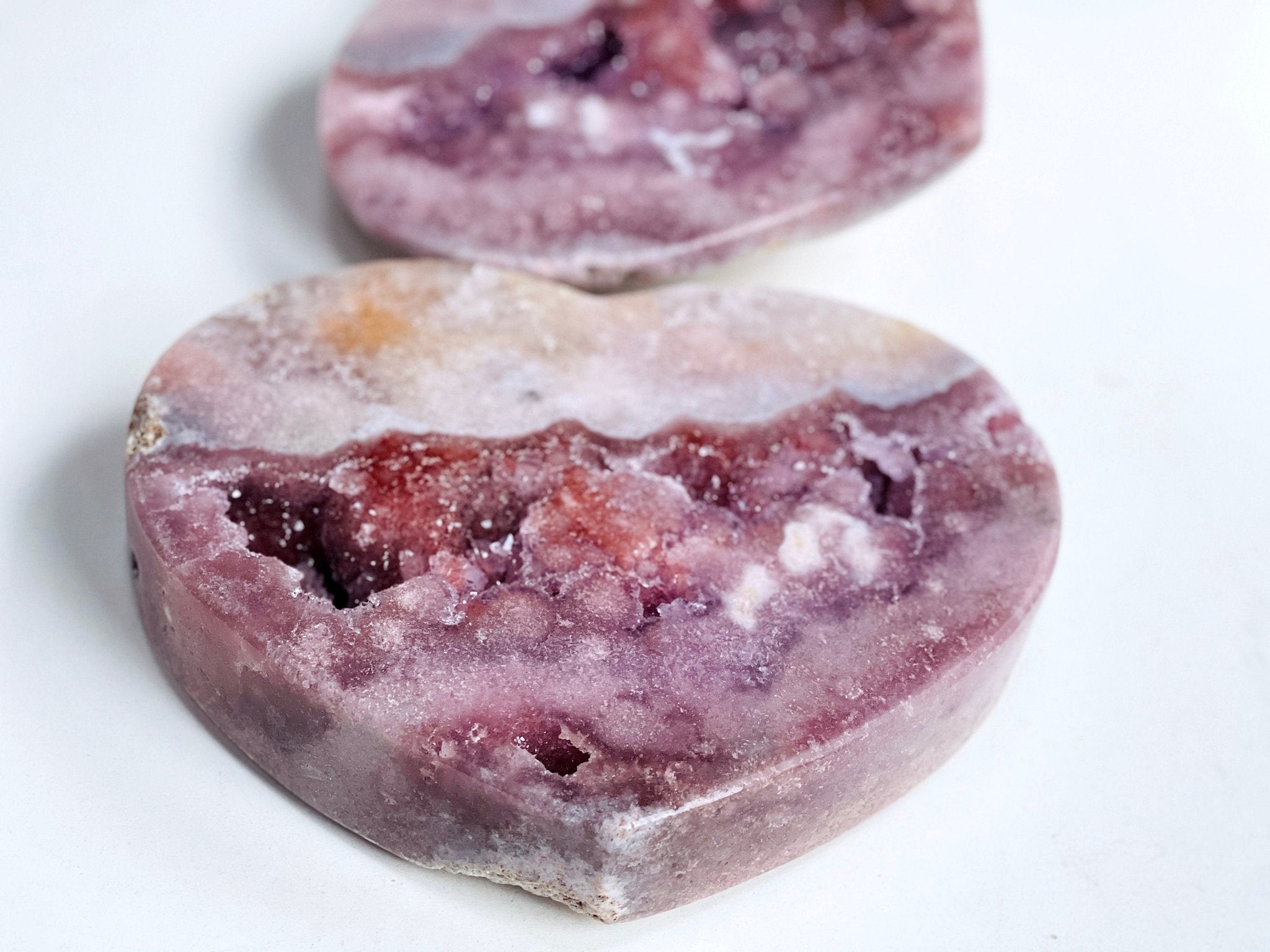 Pink Amethyst, Super Extra Quality Paired Pink Amethyst Heart, Pink Amethyst Heart Set, Pink Amethyst Crystals, Crystal Gift - Million Years Crystal