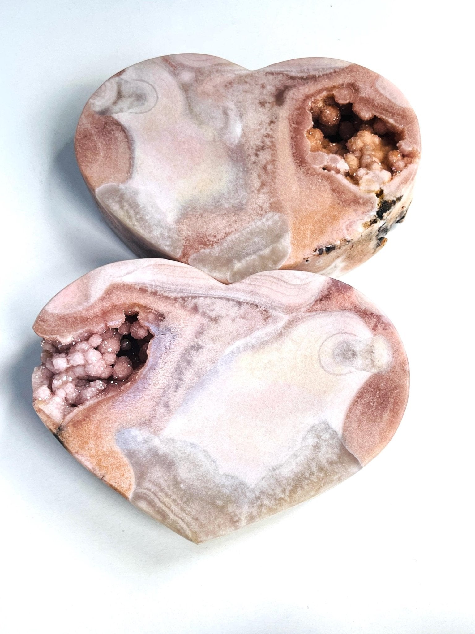 Pink Amethyst, Super Extra Quality Paired Pink Amethyst Heart, Pink Amethyst Heart Set, Pink Amethyst Crystals, Crystal Gift - Million Years Crystal