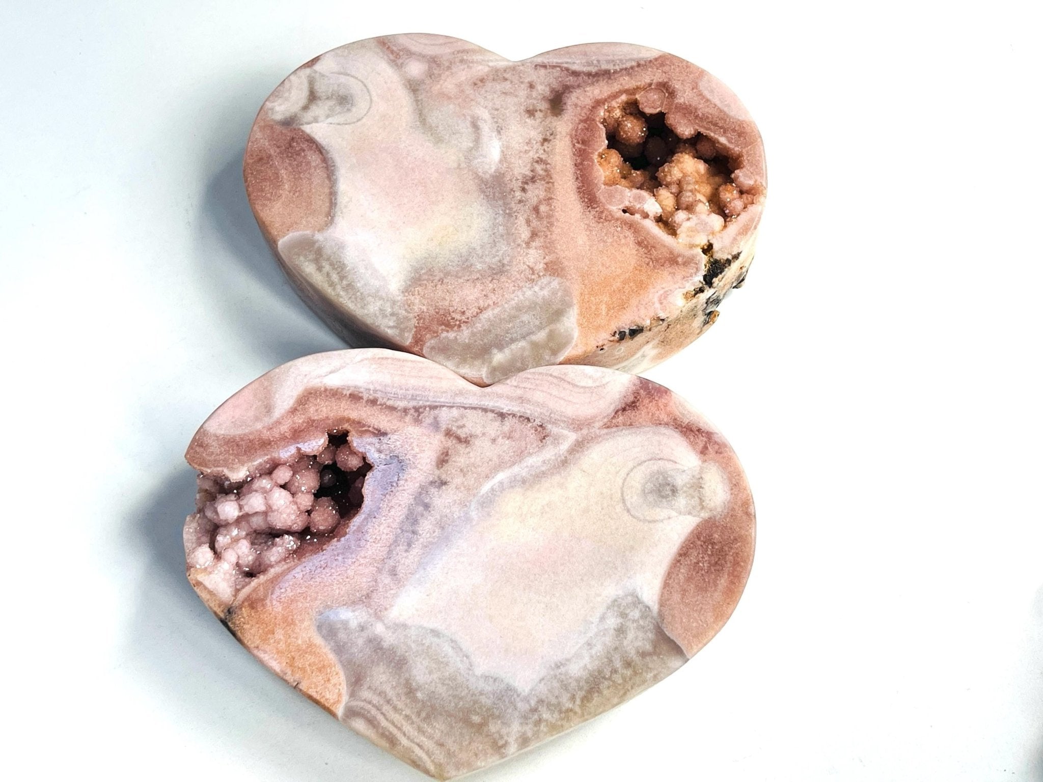 Pink Amethyst, Super Extra Quality Paired Pink Amethyst Heart, Pink Amethyst Heart Set, Pink Amethyst Crystals, Crystal Gift - Million Years Crystal