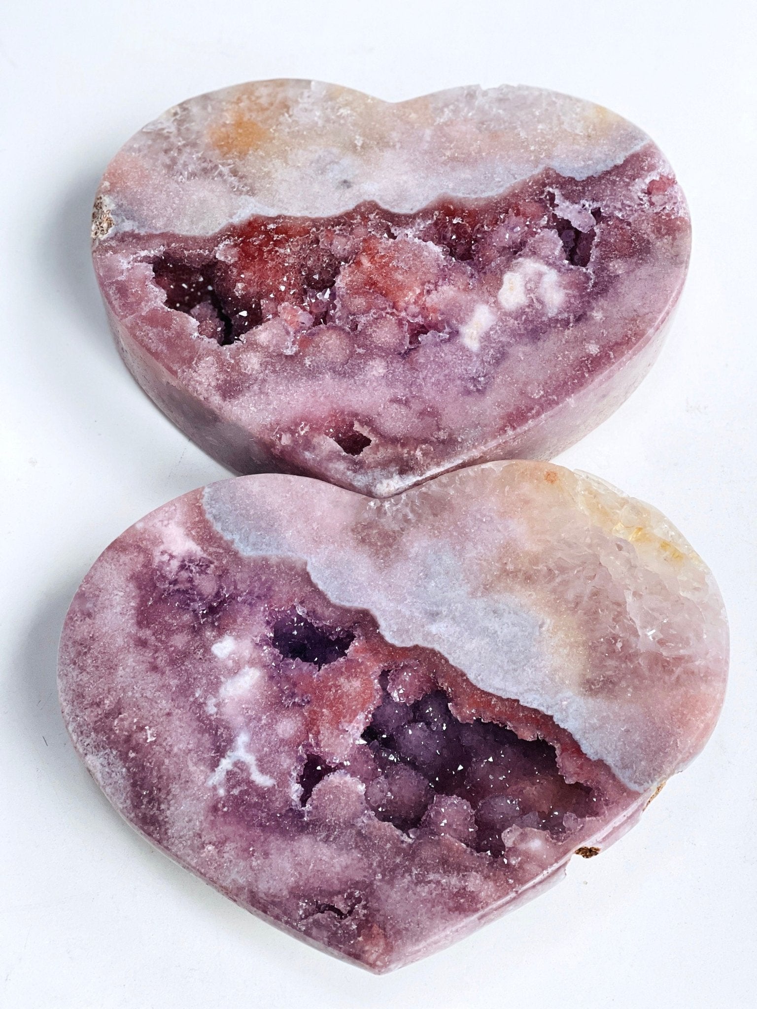 Pink Amethyst, Super Extra Quality Paired Pink Amethyst Heart, Pink Amethyst Heart Set, Pink Amethyst Crystals, Crystal Gift - Million Years Crystal