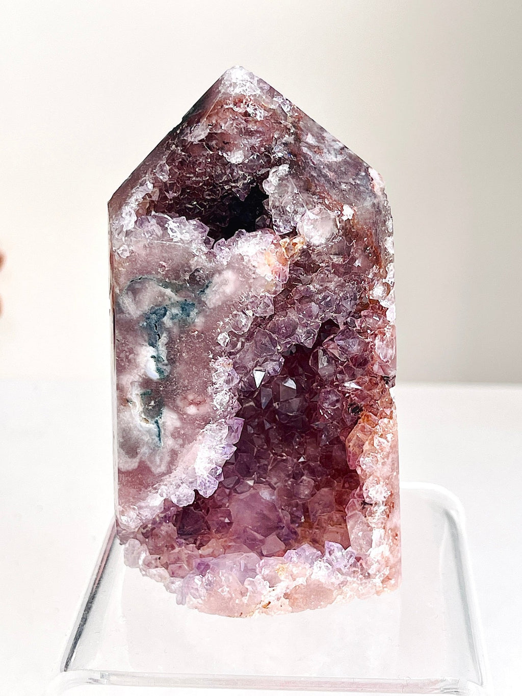 Pink Amethyst Tower with Druzy Cave - Million Years Crystal