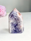 Pink Amethyst Tower with Purple Amethyst Druzy Cave | 417g - Million Years Crystal