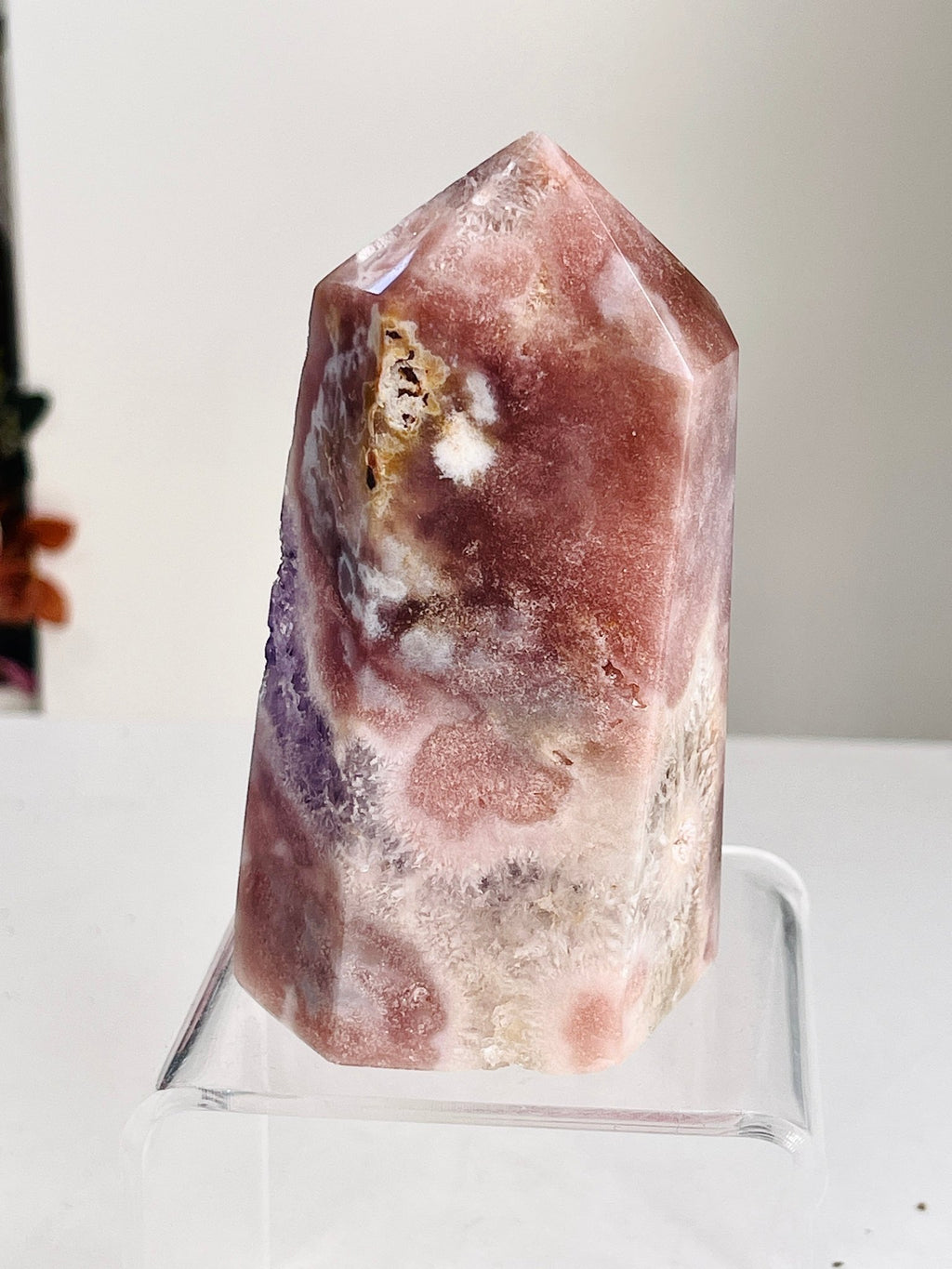 Pink Amethyst Tower with Purple Amethyst Druzy Cave - Million Years Crystal