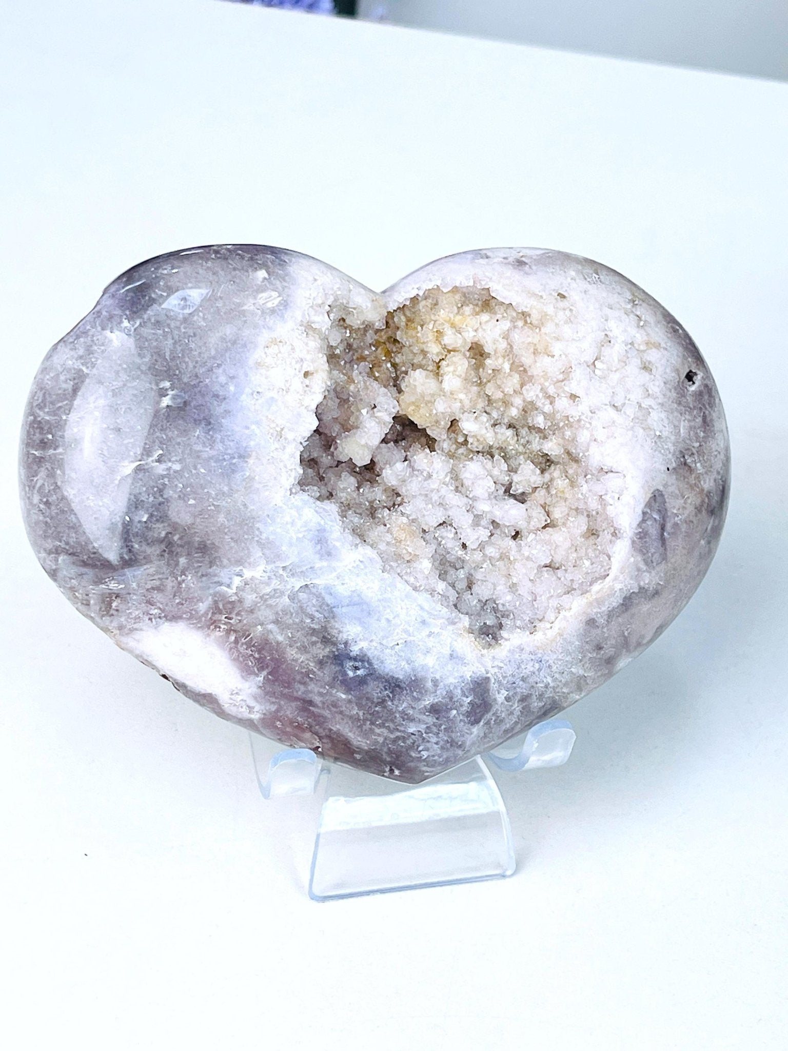 Pink Amethyst, Unique Pink Amethyst Heart with Druzy, Crystal Heart, Crystal Gift, Healing Crystal - Million Years Crystal
