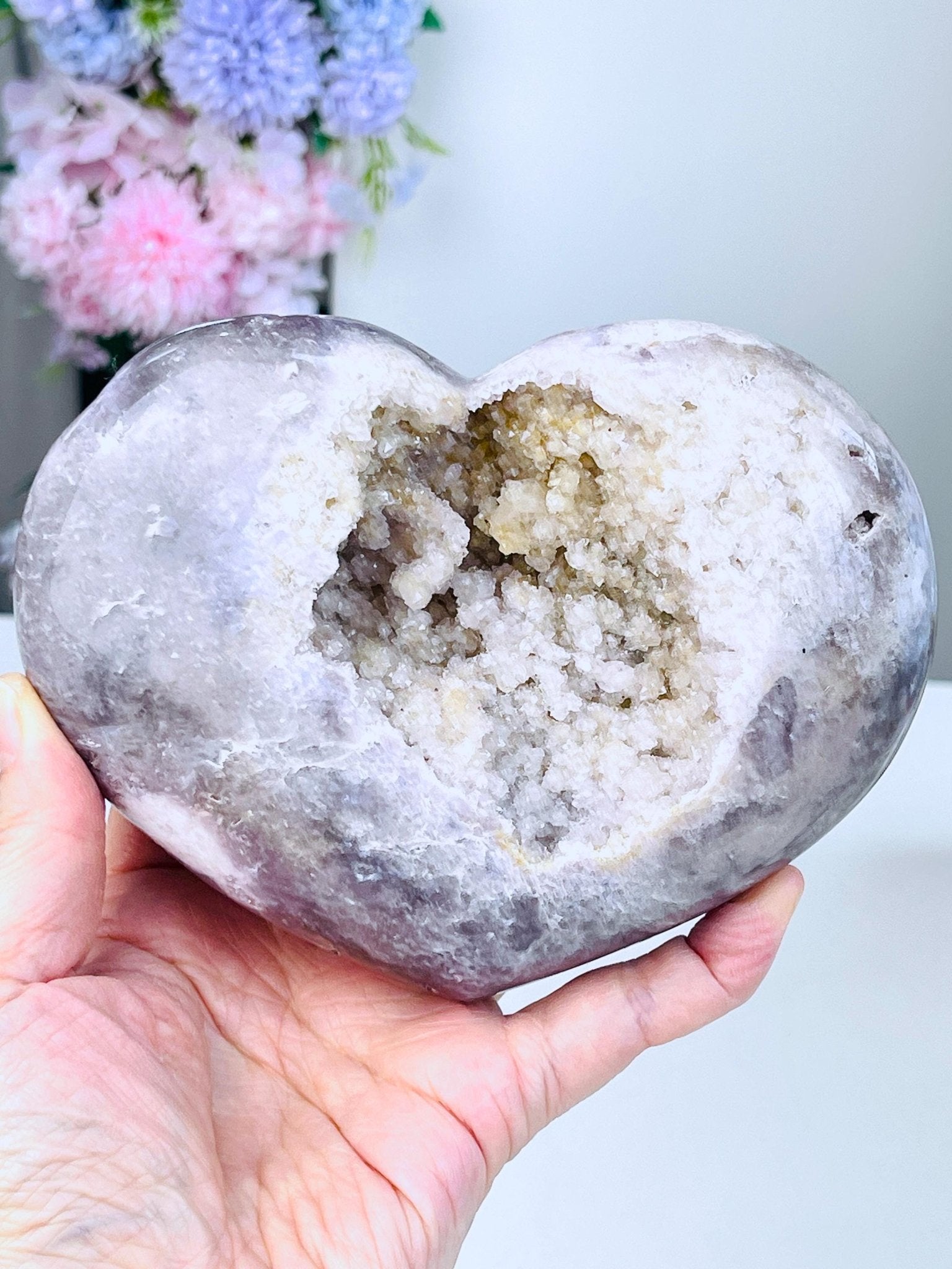 Pink Amethyst, Unique Pink Amethyst Heart with Druzy, Crystal Heart, Crystal Gift, Healing Crystal - Million Years Crystal