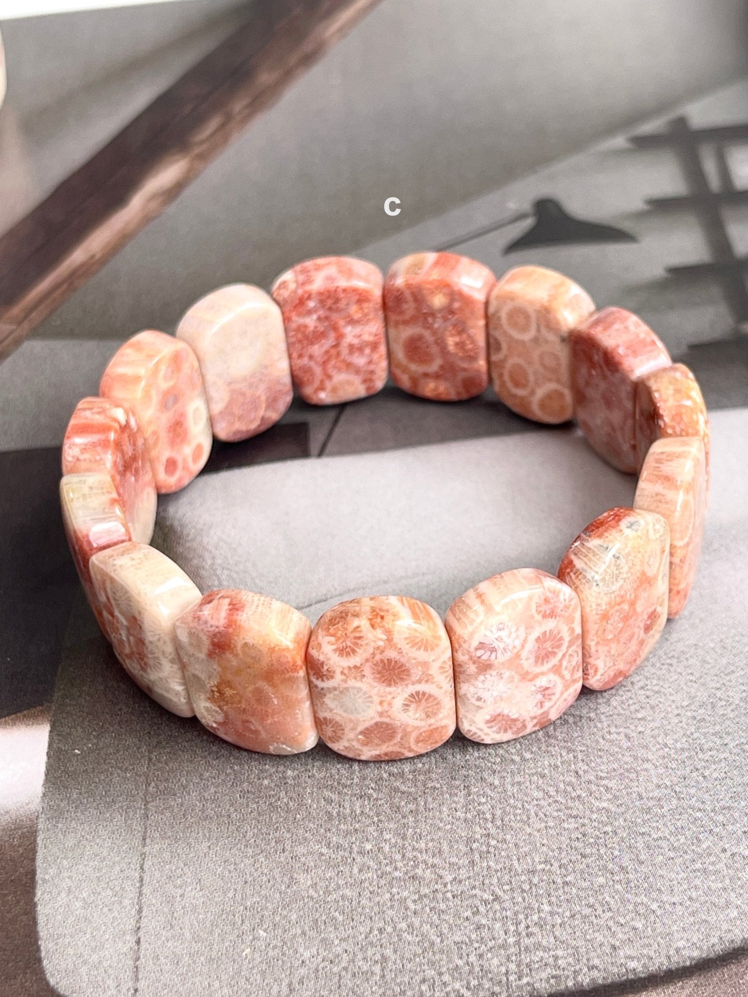 Pink Fossil Coral Agate Bracelet – Breathtaking Fossilized Coral Agate Jewelry, Choose Your One - Million Years Crystal