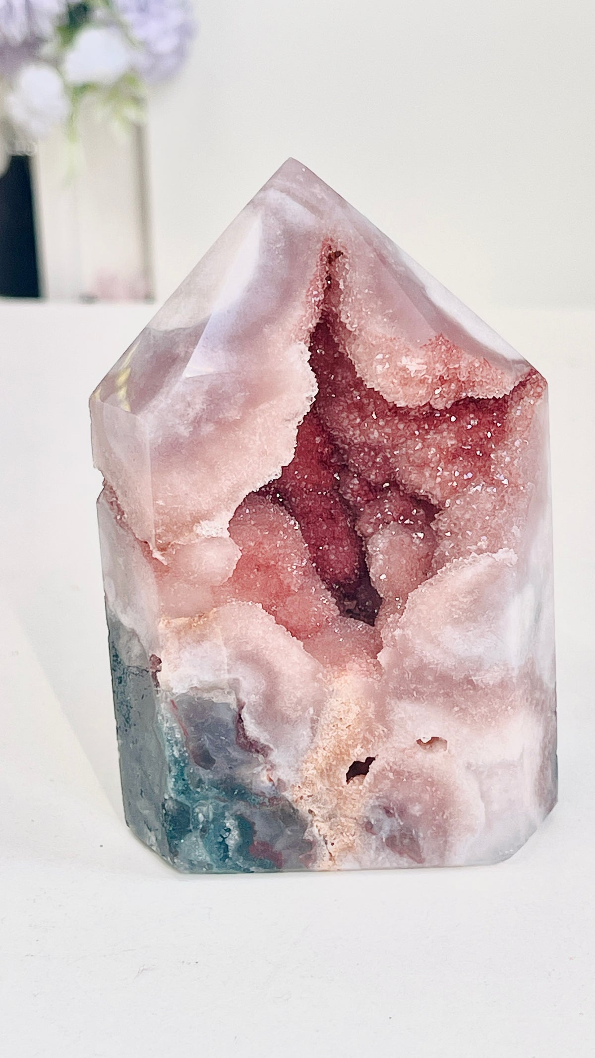Brazilian Pink Amethyst Druzy Tower, 308 g