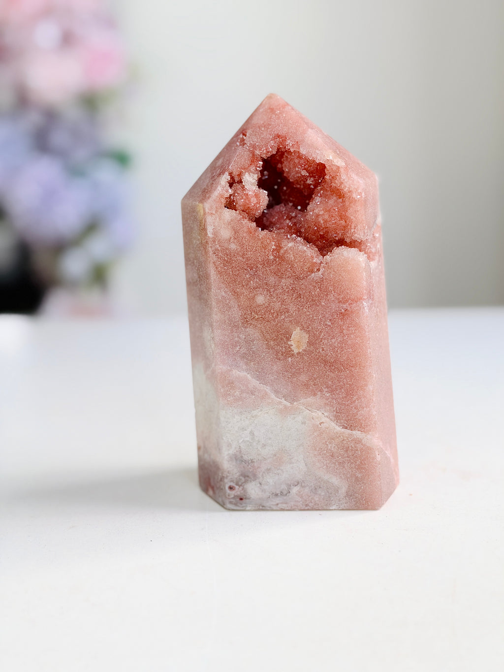 Brazilian Pink Amethyst Druzy Tower, 735 g