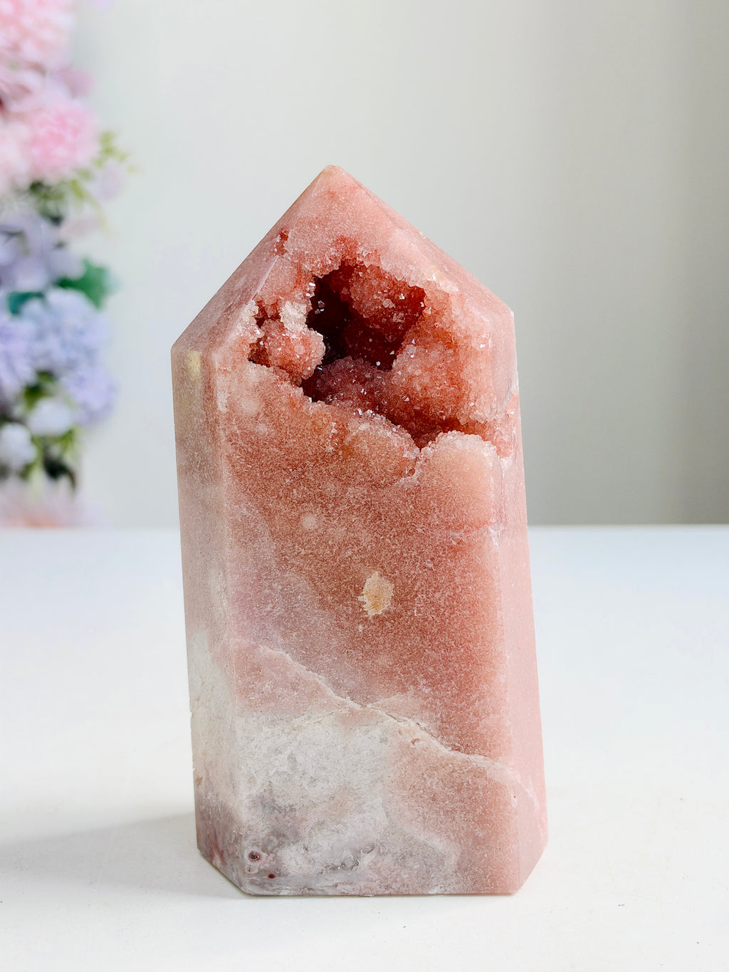 Brazilian Pink Amethyst Druzy Tower, 735 g