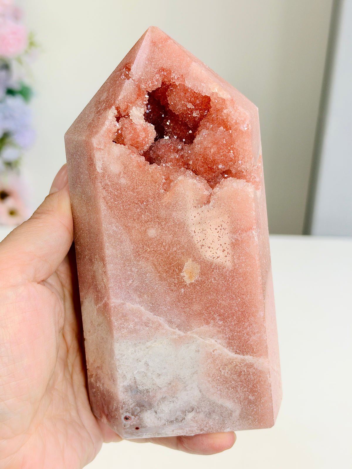 Brazilian Pink Amethyst Druzy Tower, 735 g