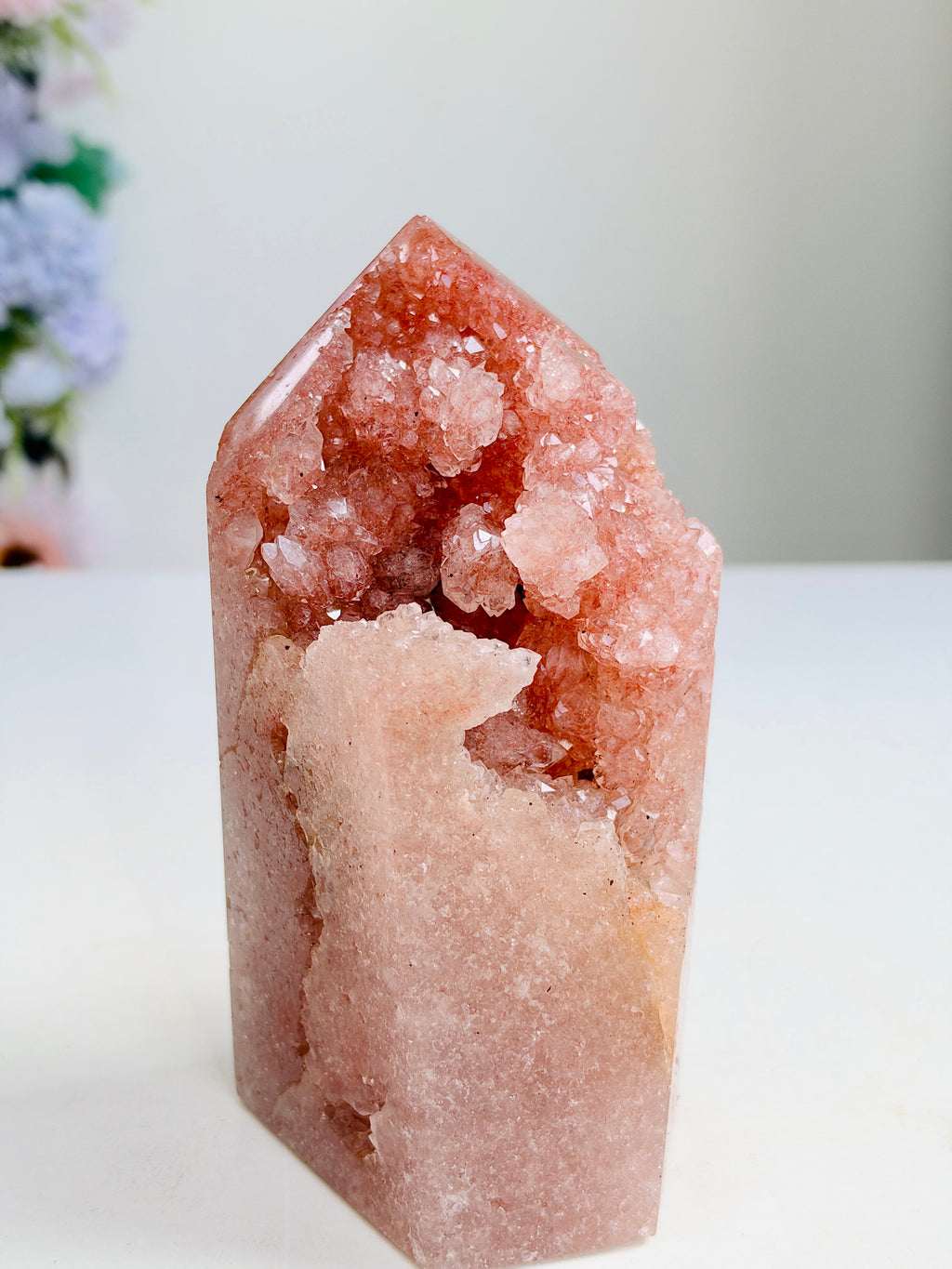 Brazilian Pink Amethyst Druzy Tower, 738 g