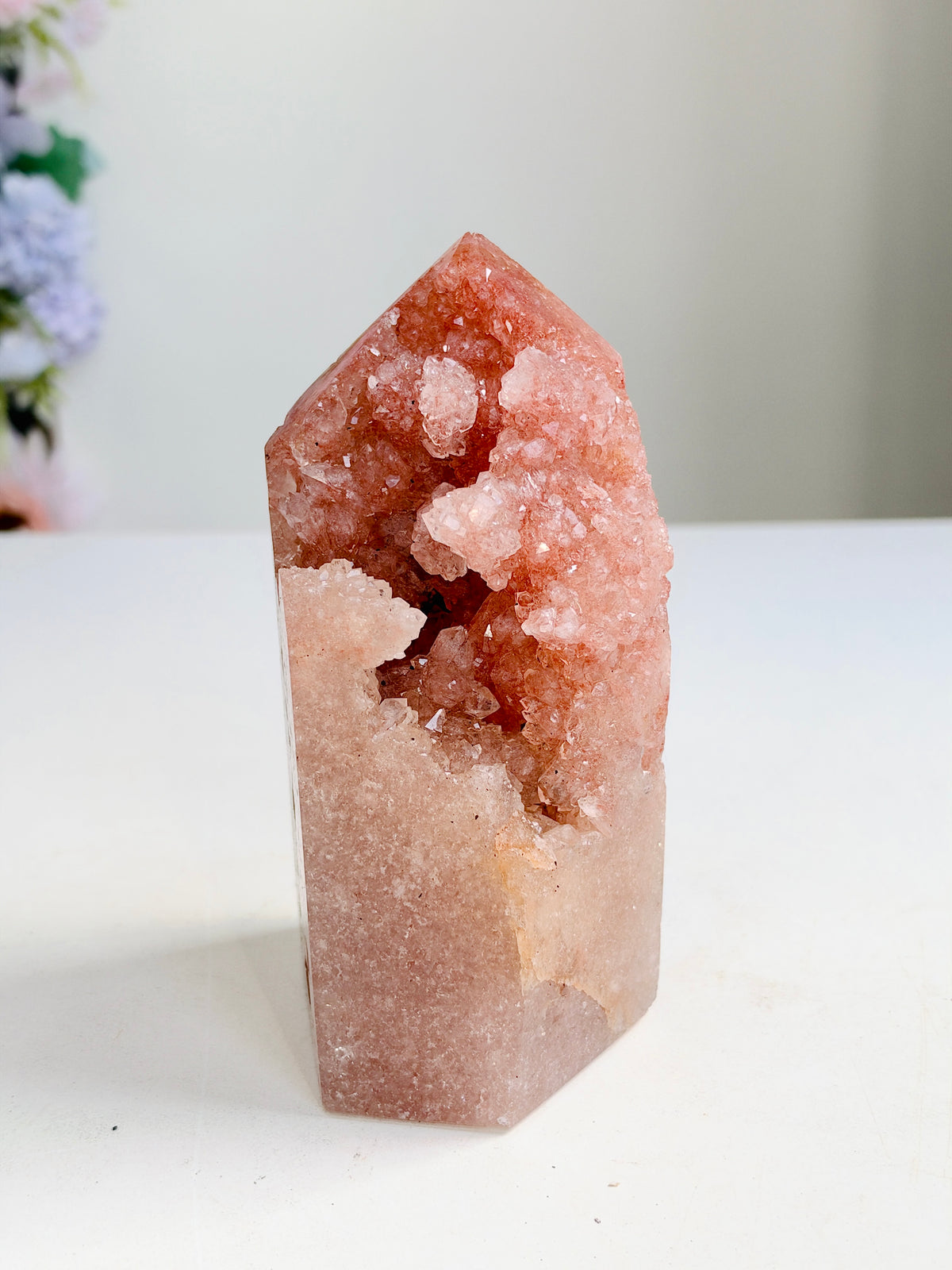 Brazilian Pink Amethyst Druzy Tower, 738 g