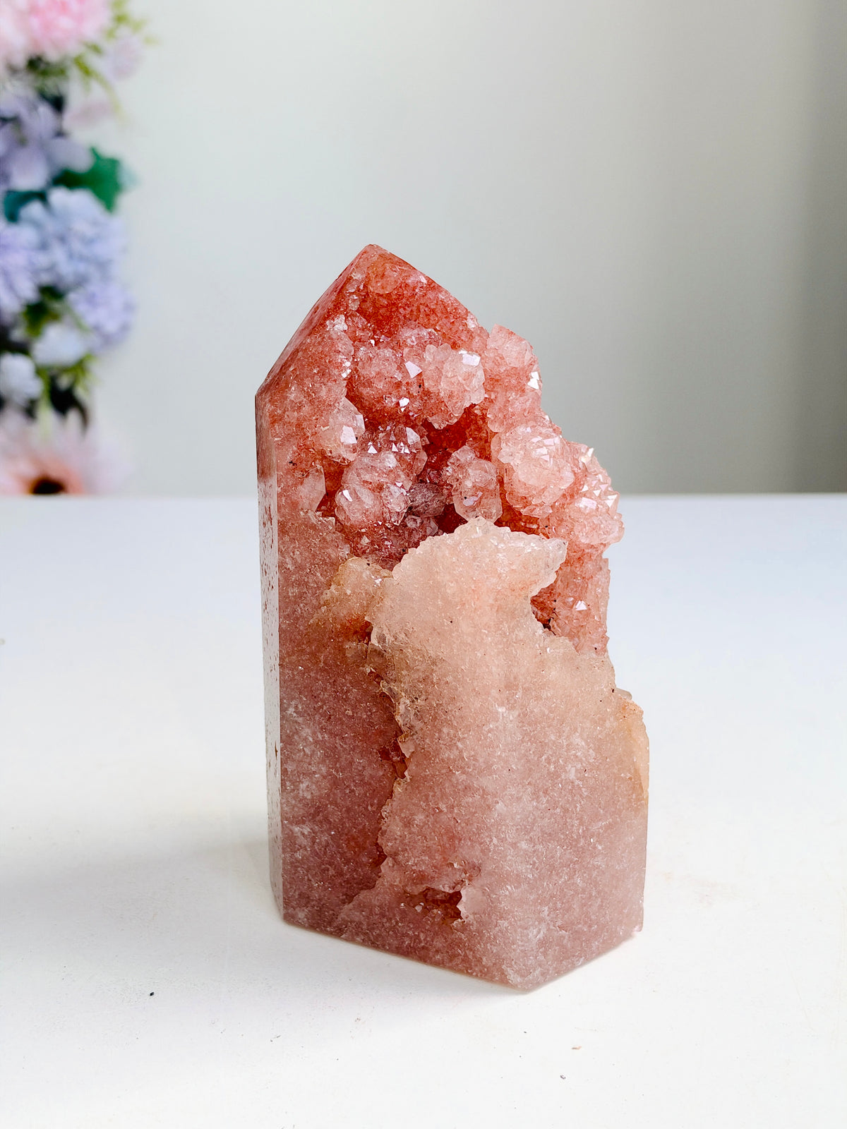 Brazilian Pink Amethyst Druzy Tower, 738 g