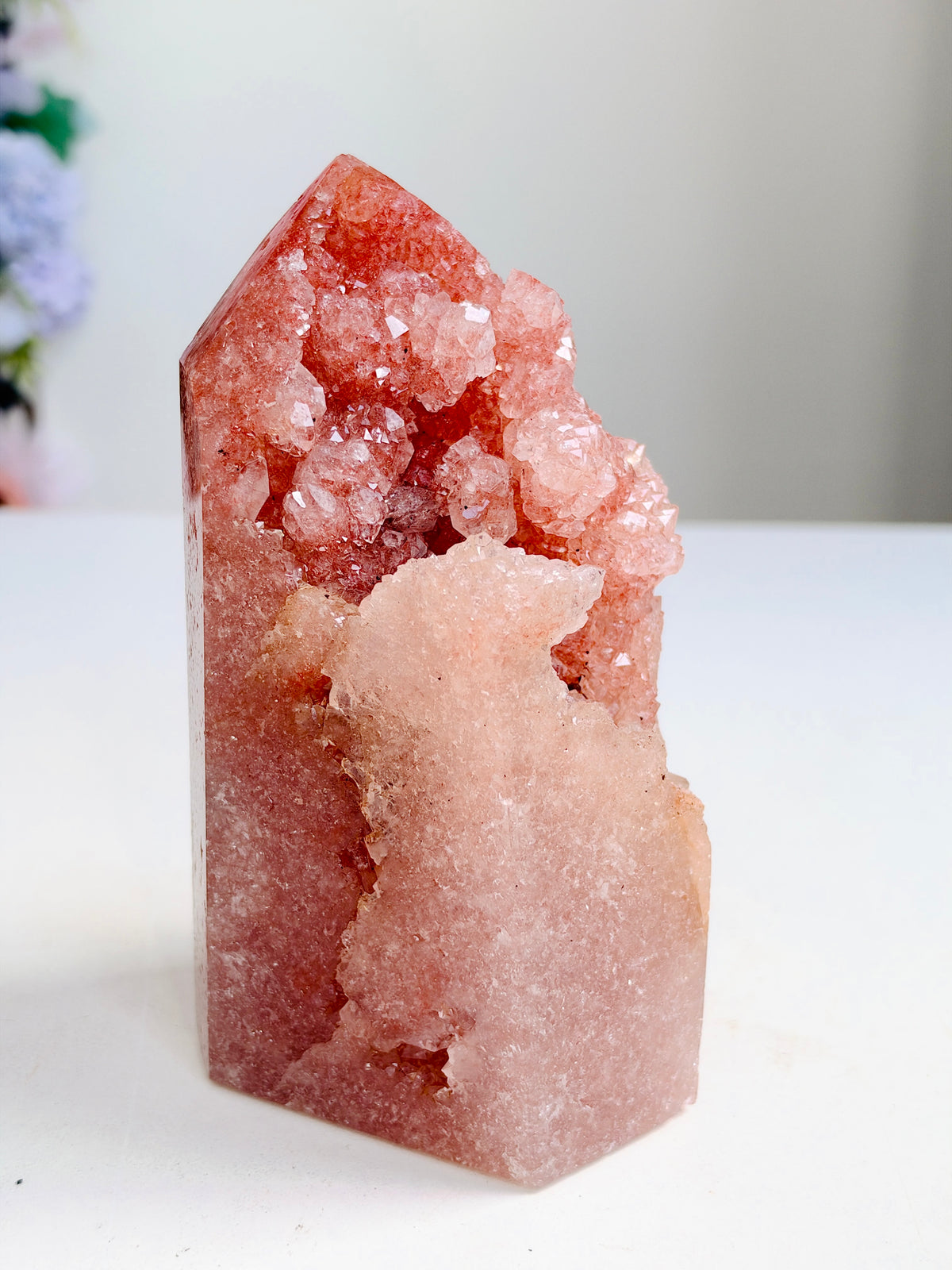 Brazilian Pink Amethyst Druzy Tower, 738 g