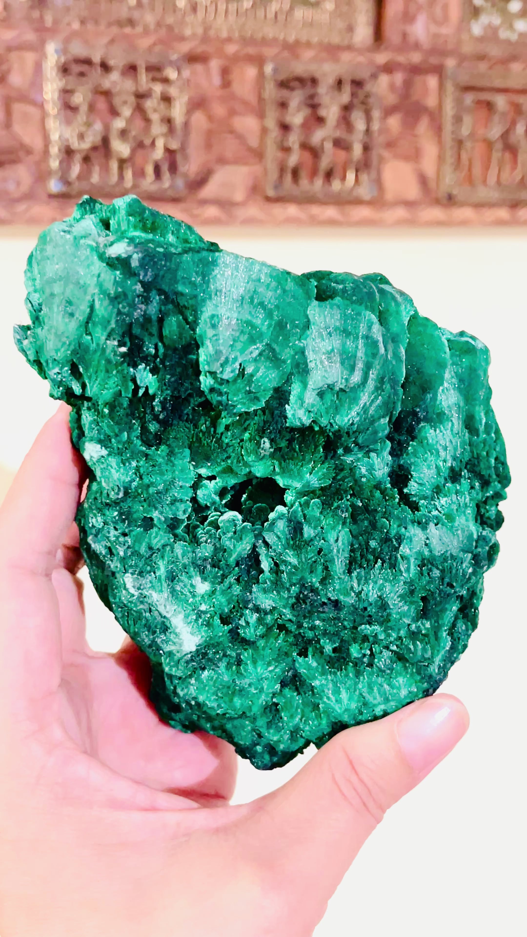 Malachite Specimen, 1251g Unique Velvet Cat eye Malachite, Rare Malachite Specimen, Raw Malachite Specimen, Crystal Gift, Unique Gift
