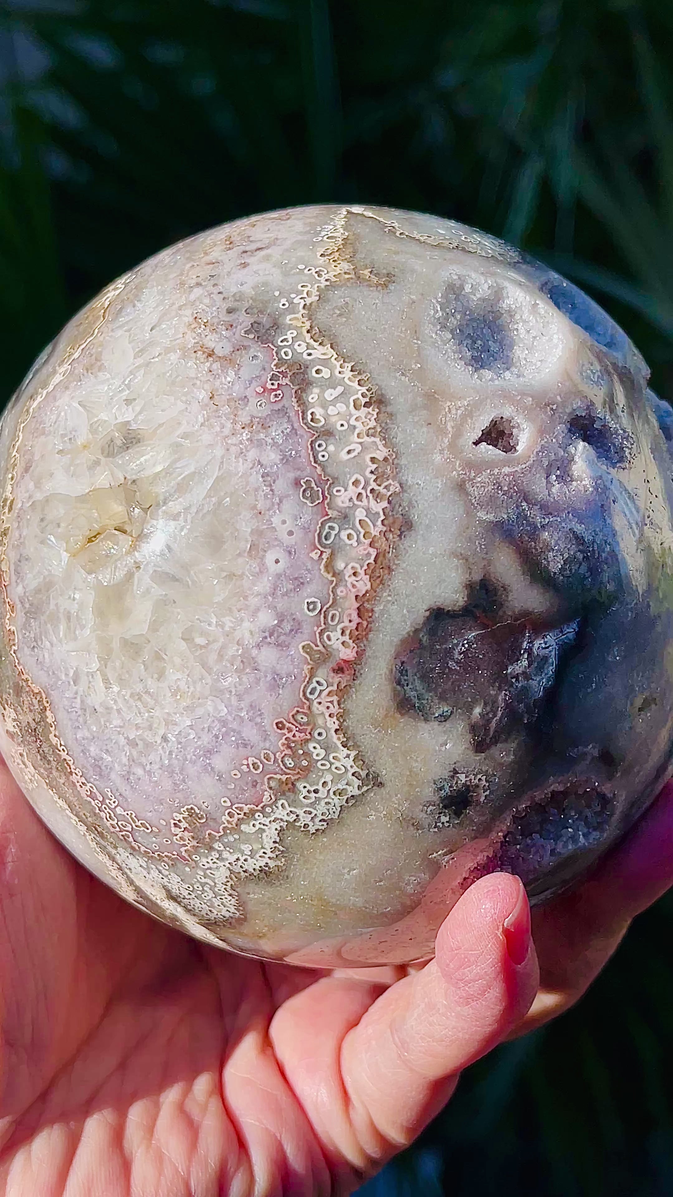 Druzy Jasper Sphere – Natural Crystal Ball with Sparkling Druzy Pocket