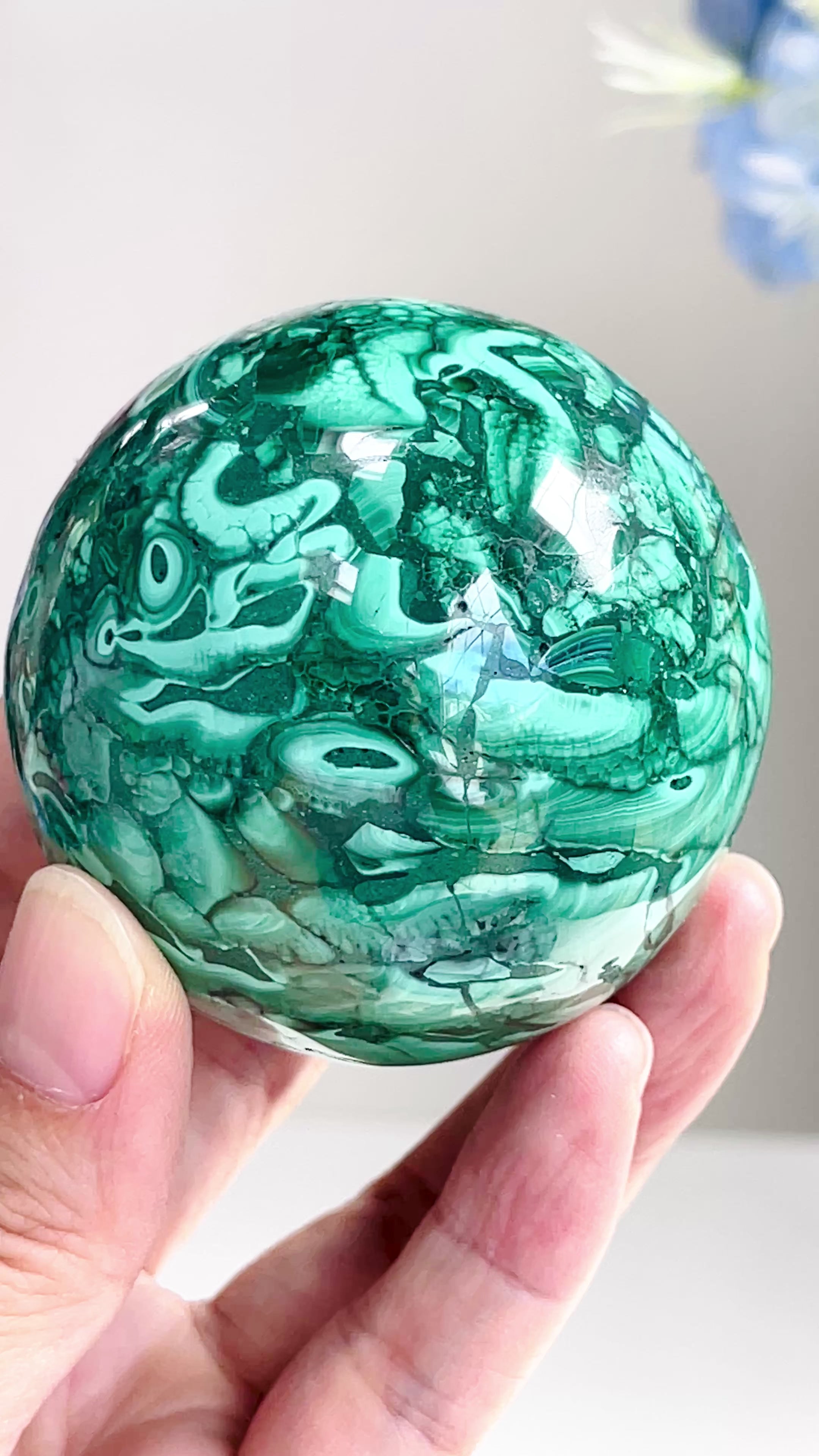 Malachite Sphere, Marvelous Natural Malachite Sphere, Malachite from Congo, Natural Malachite ball, Healing Crystal 2