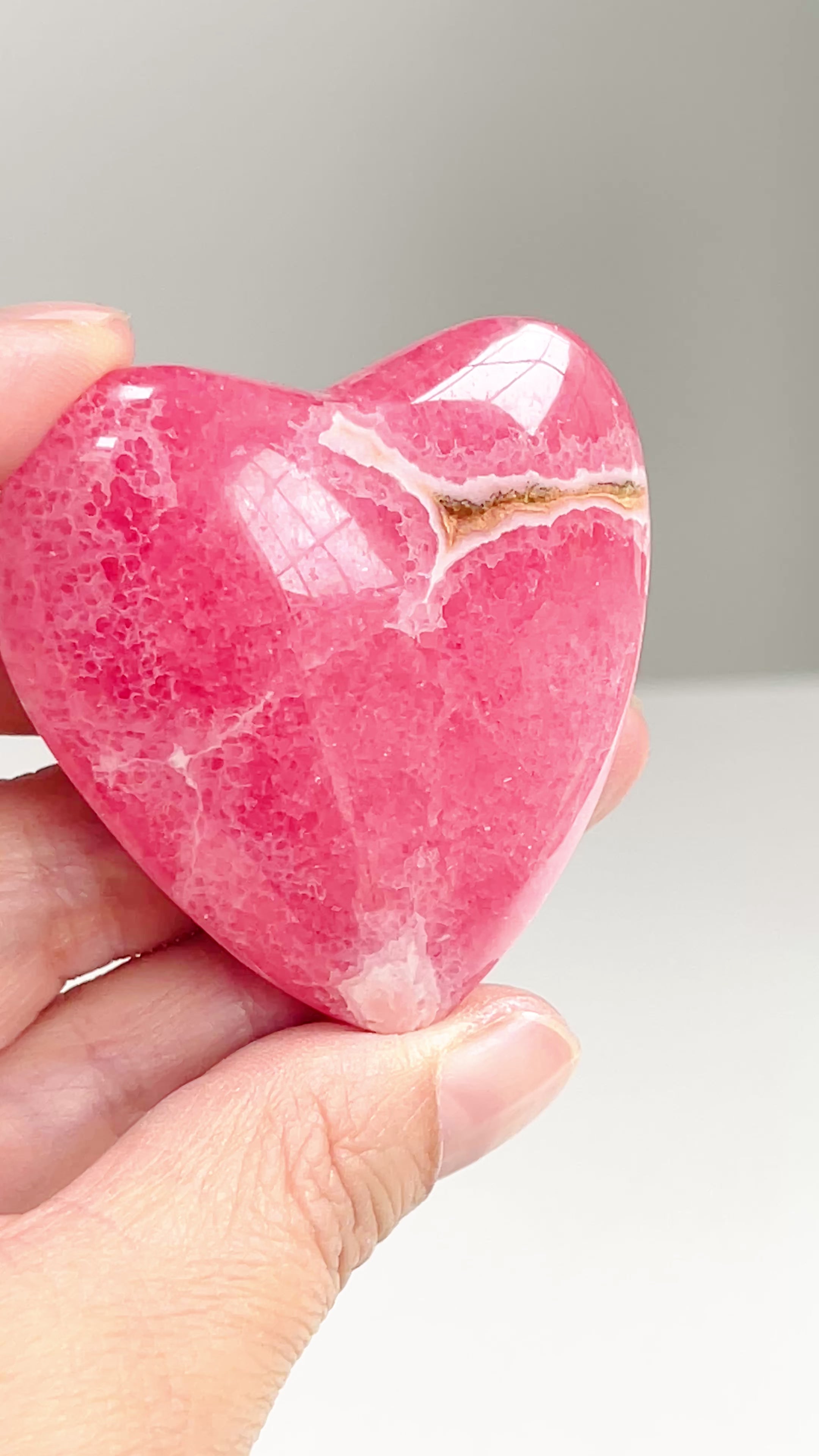 Natural Rhodochrosite heart, 50m Argentina Banded Rhodochrosite heart , Top Grade Rhodochrosite from Argentina, Pink Rhodochrosite