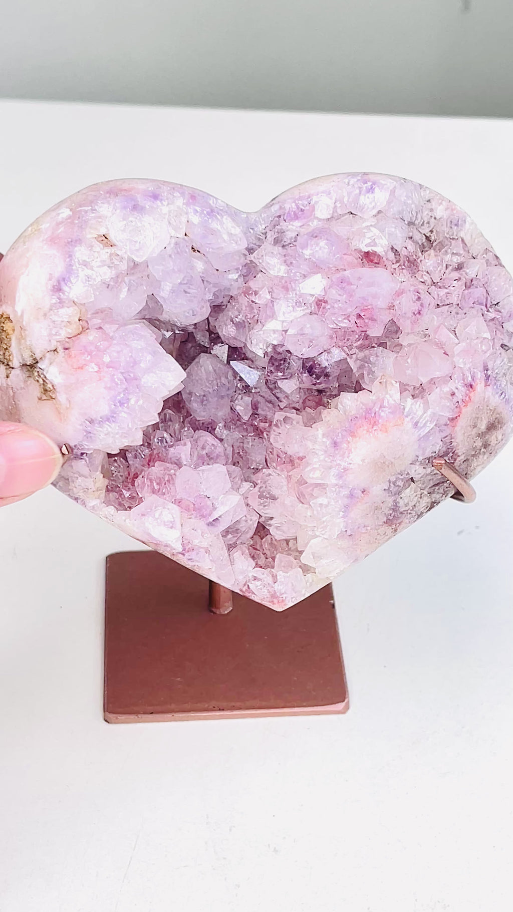 Pink Amethyst Druzy Heart – Natural Healing Crystal for Meditation & Home Decor