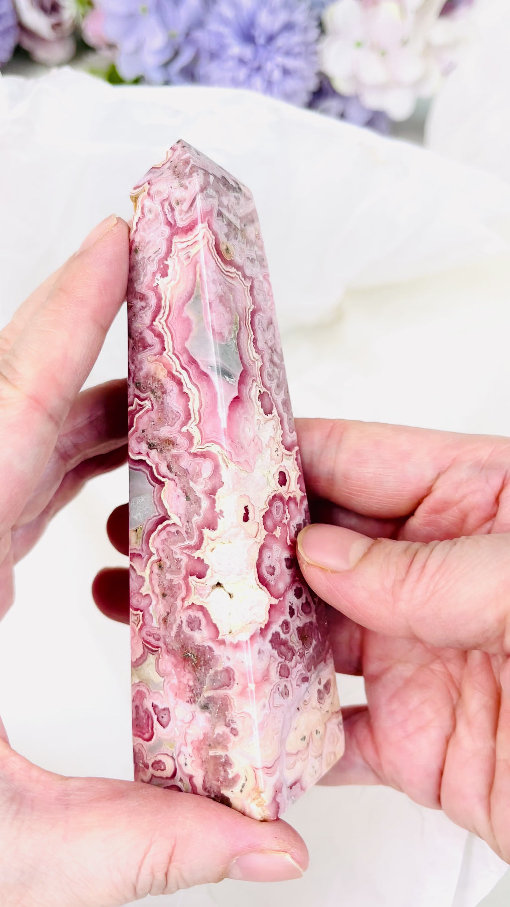 Natural Rhodochrosite Tower | Intricate Banded Pink Specimen from Argentina