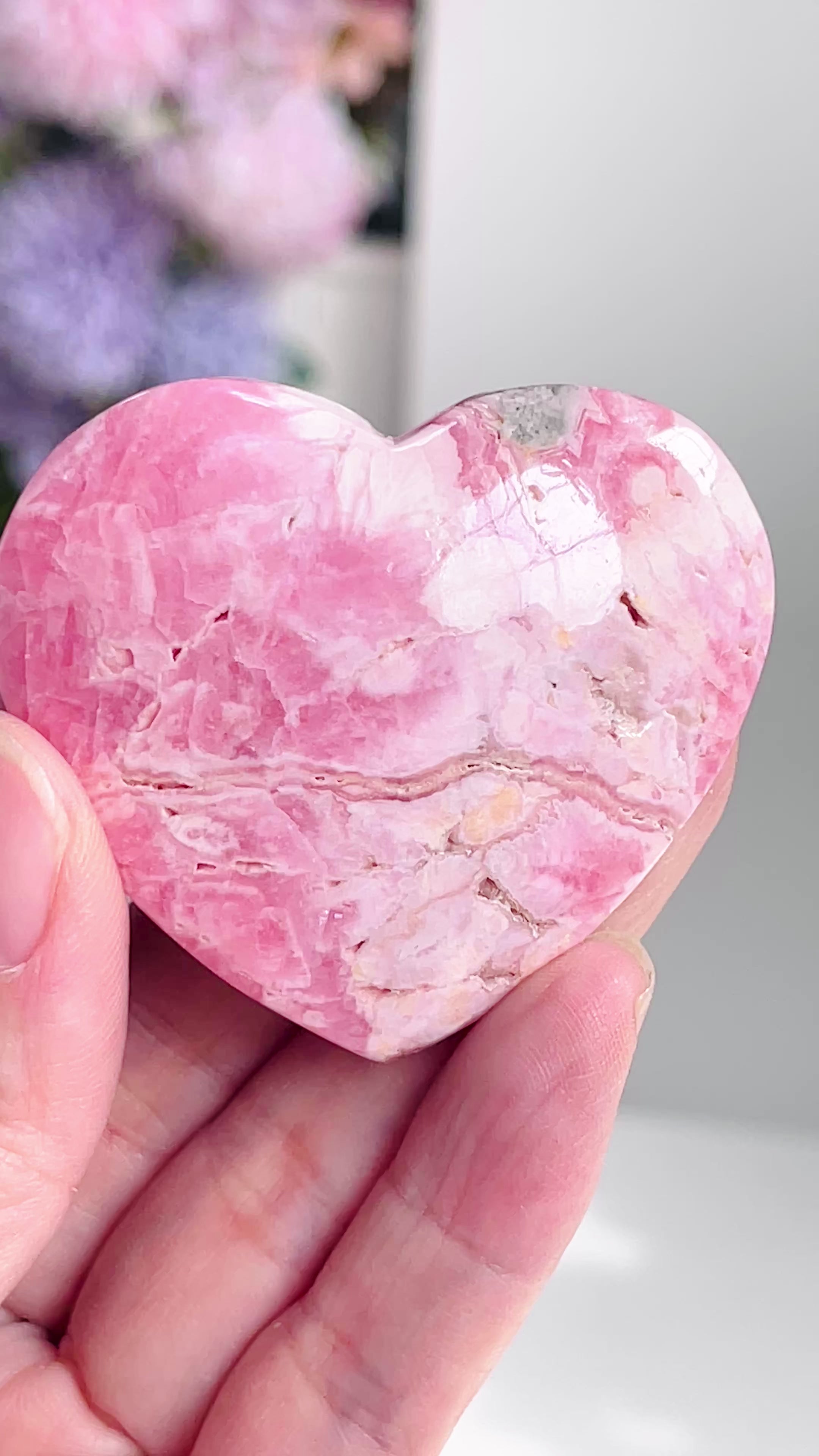 52mm Natural Rhodochrosite Heart – Pink Rhodochrosite Crystal from Argentina | Healing Stone | Crystal Gift | Collectible Mineral
