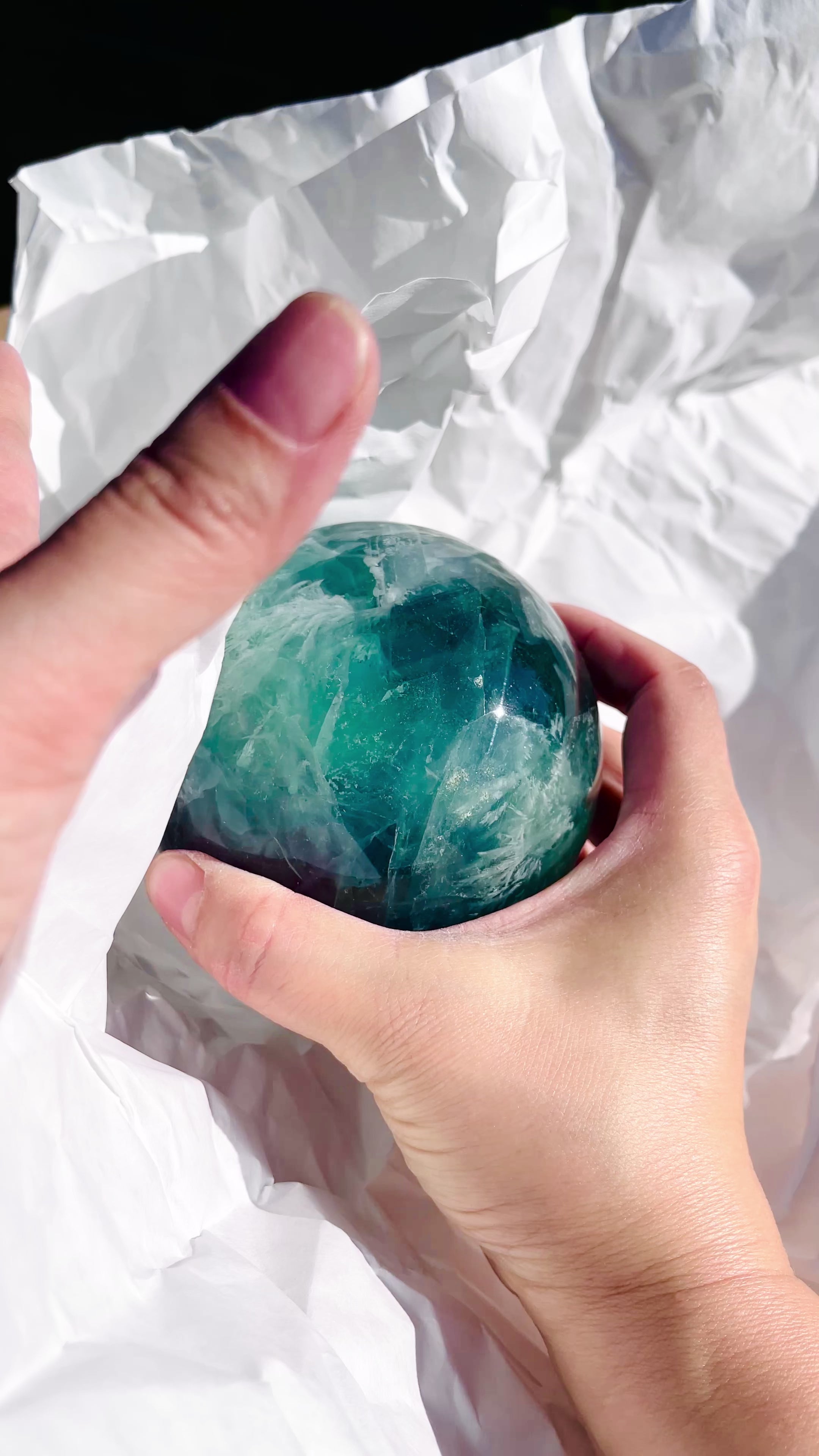 Green Fluorite Crystal Sphere: Green & Purple Healing Crystal (92mm, 1.3kg)