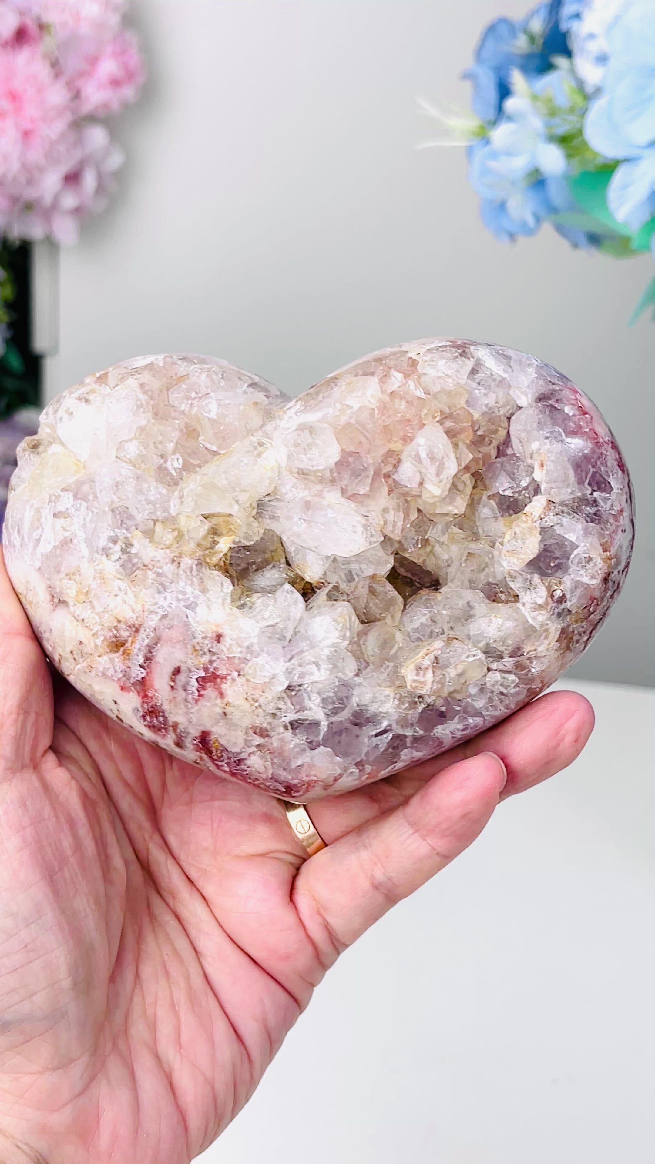 610g Pink Amethyst Heart with Quartz B3-1