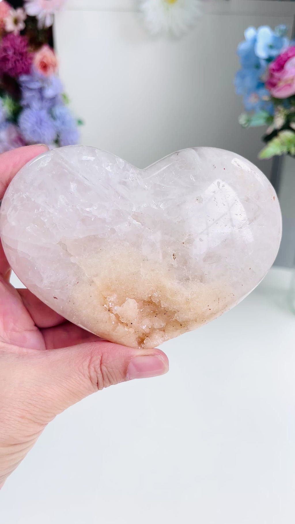 Pink Amethyst Druzy Heart – Natural Healing Crystal, Pink Amethyst Heart for Gift, Meditation, Home Decor B103