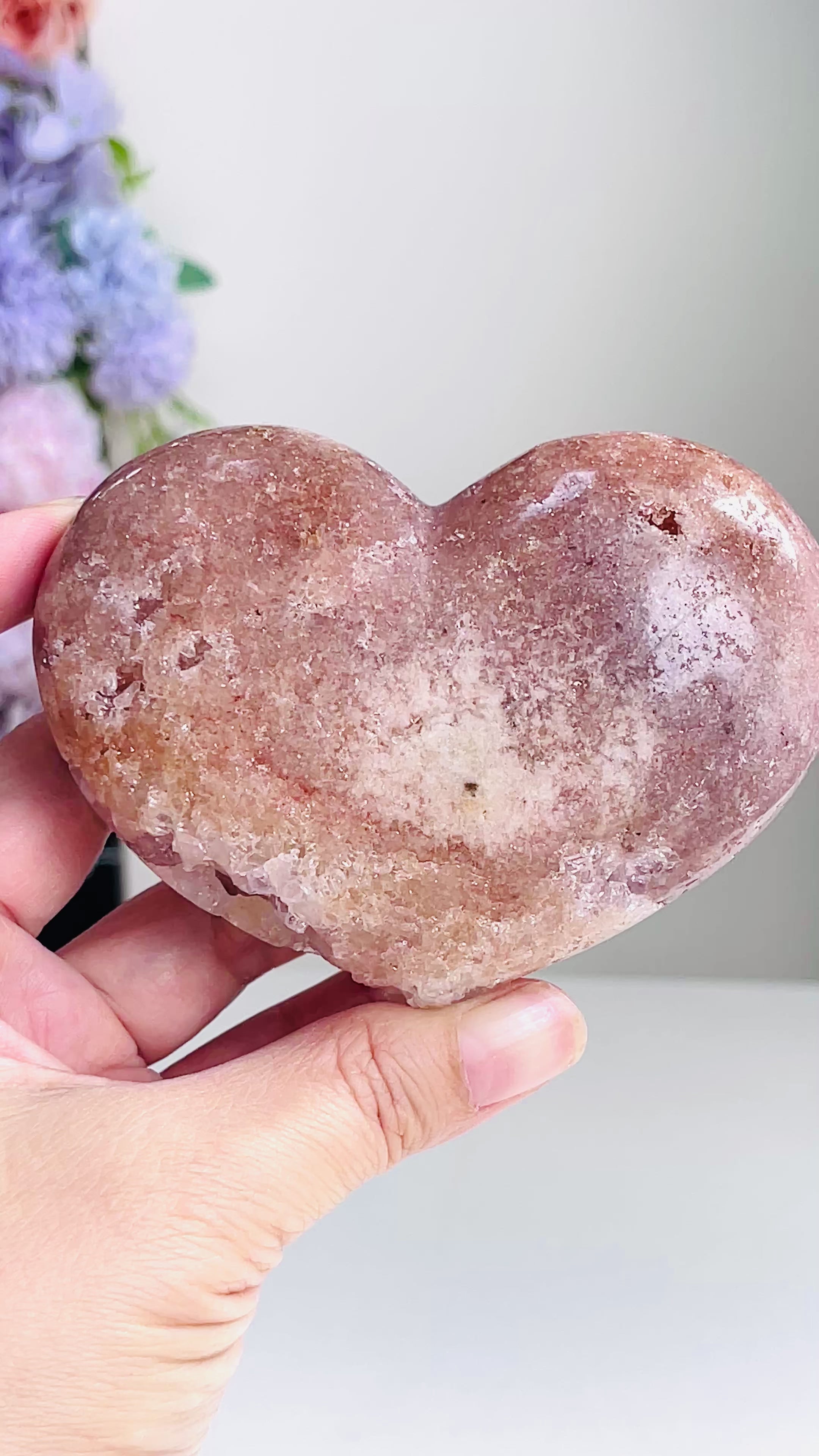 Pink Amethyst Druzy Heart – Natural Healing Crystal, Pink Amethyst Heart for Gift, Meditation, Home Decor B104