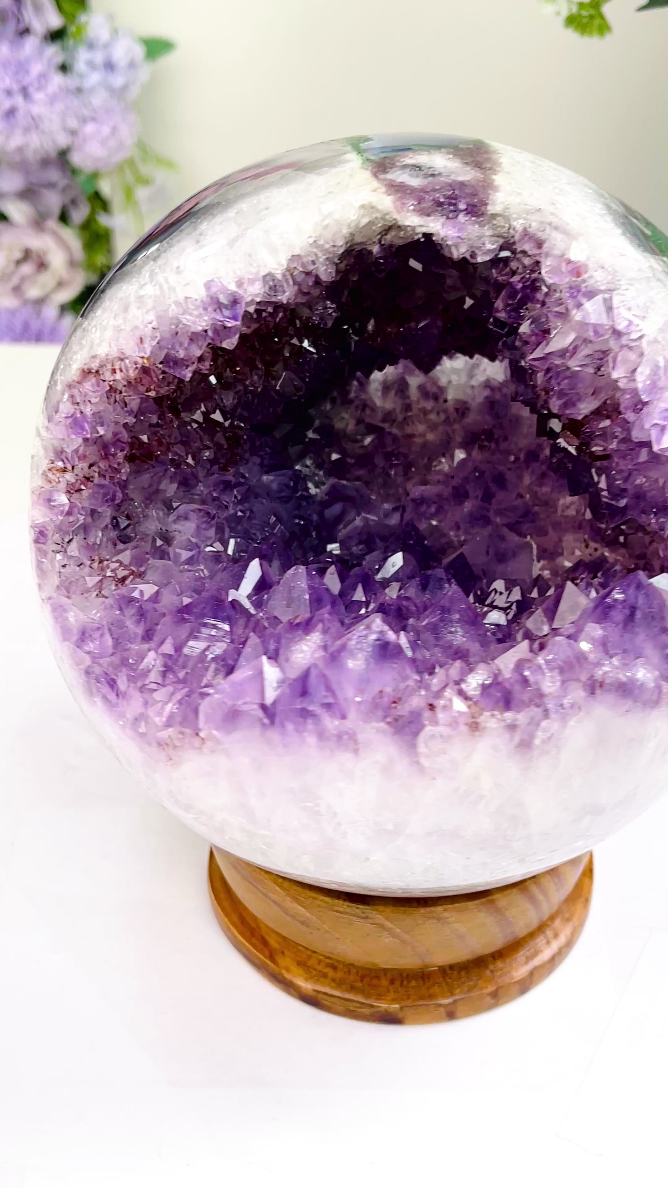 Amethyst Druzy Geode Sphere, Statement Natural Druzy Amethyst Sphere, unique gift, Crystal gift, Home Decor