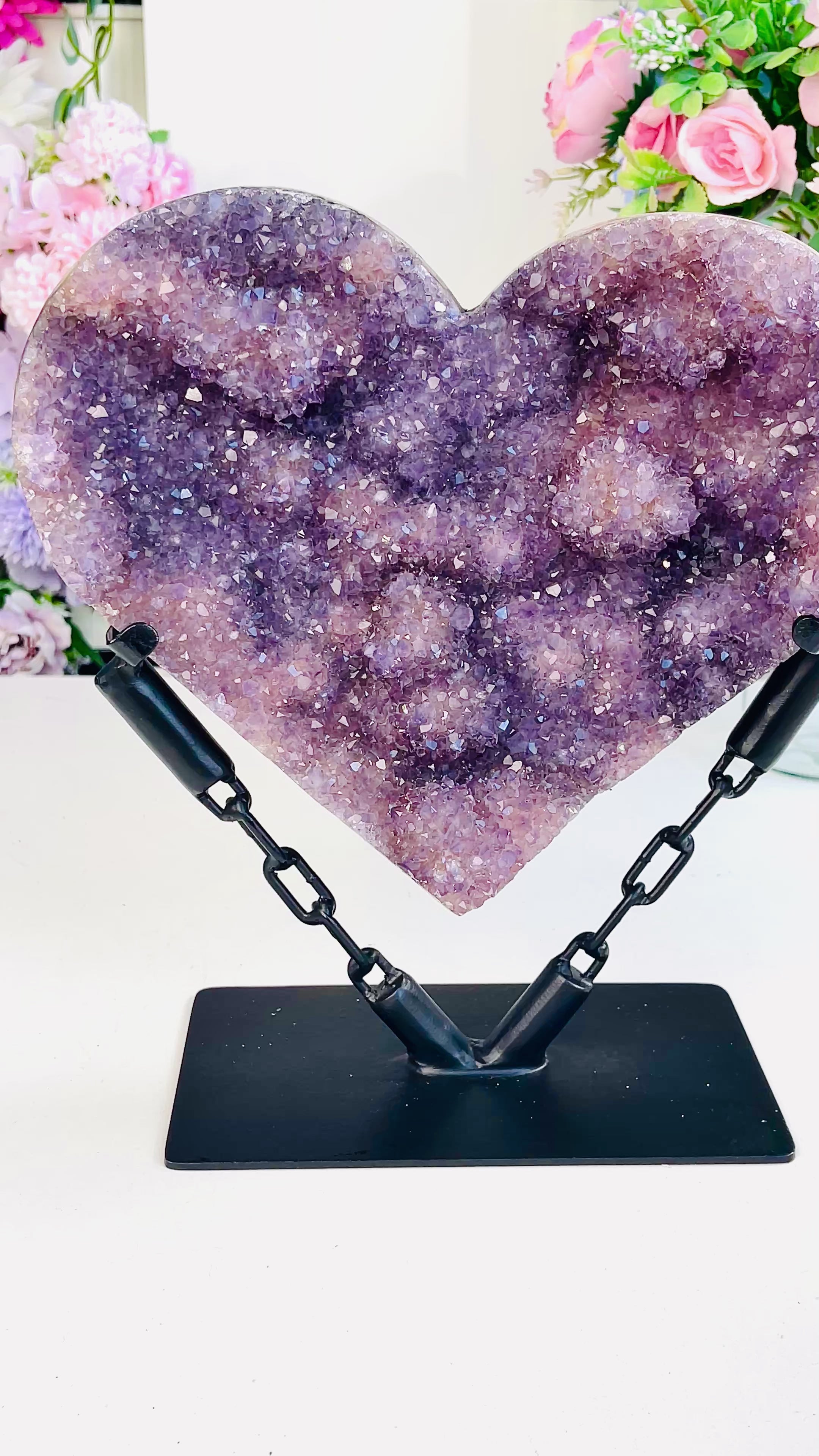 amethyst flower heart - statement piece