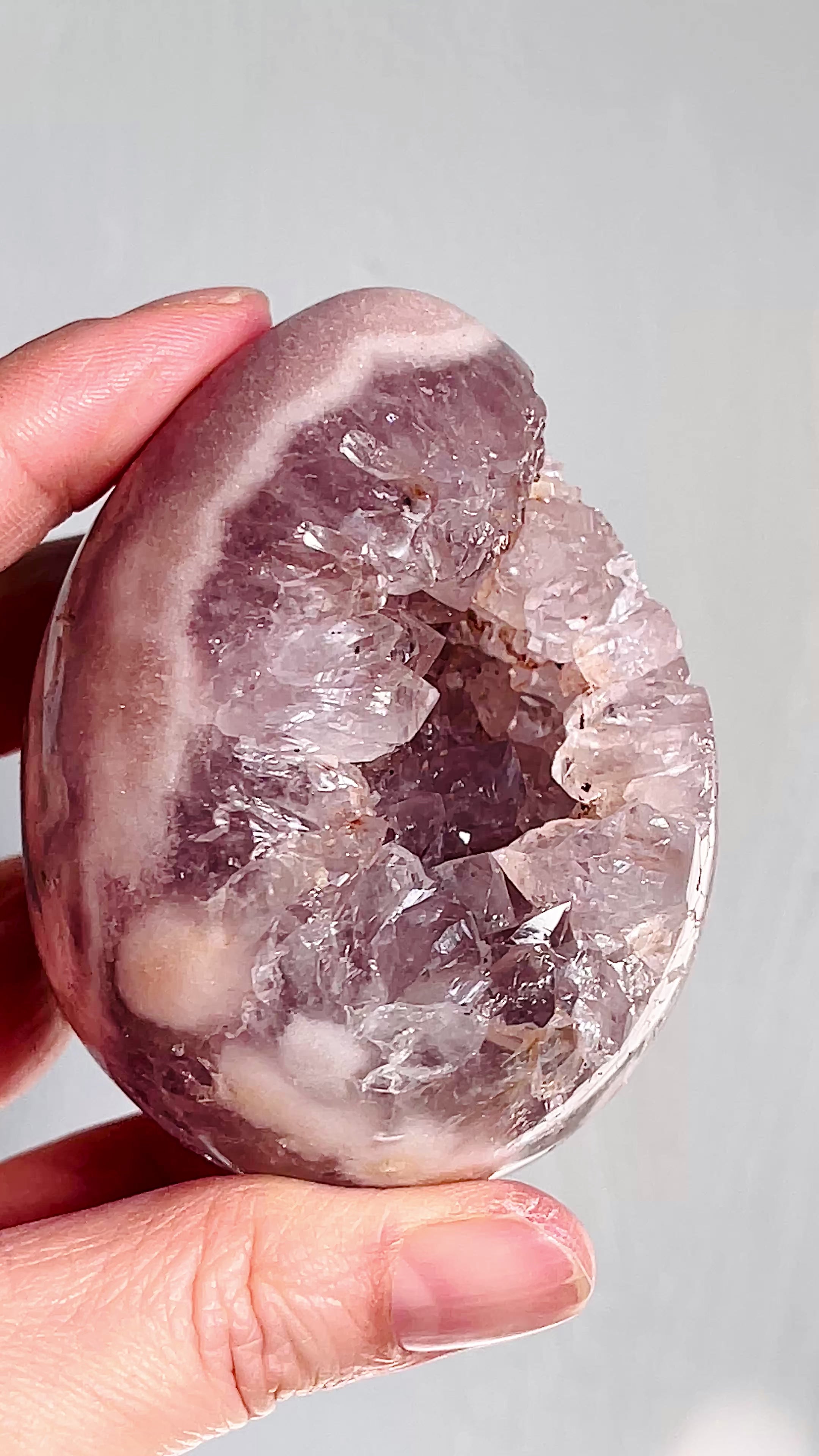 Pink Amethyst Egg with Quartz