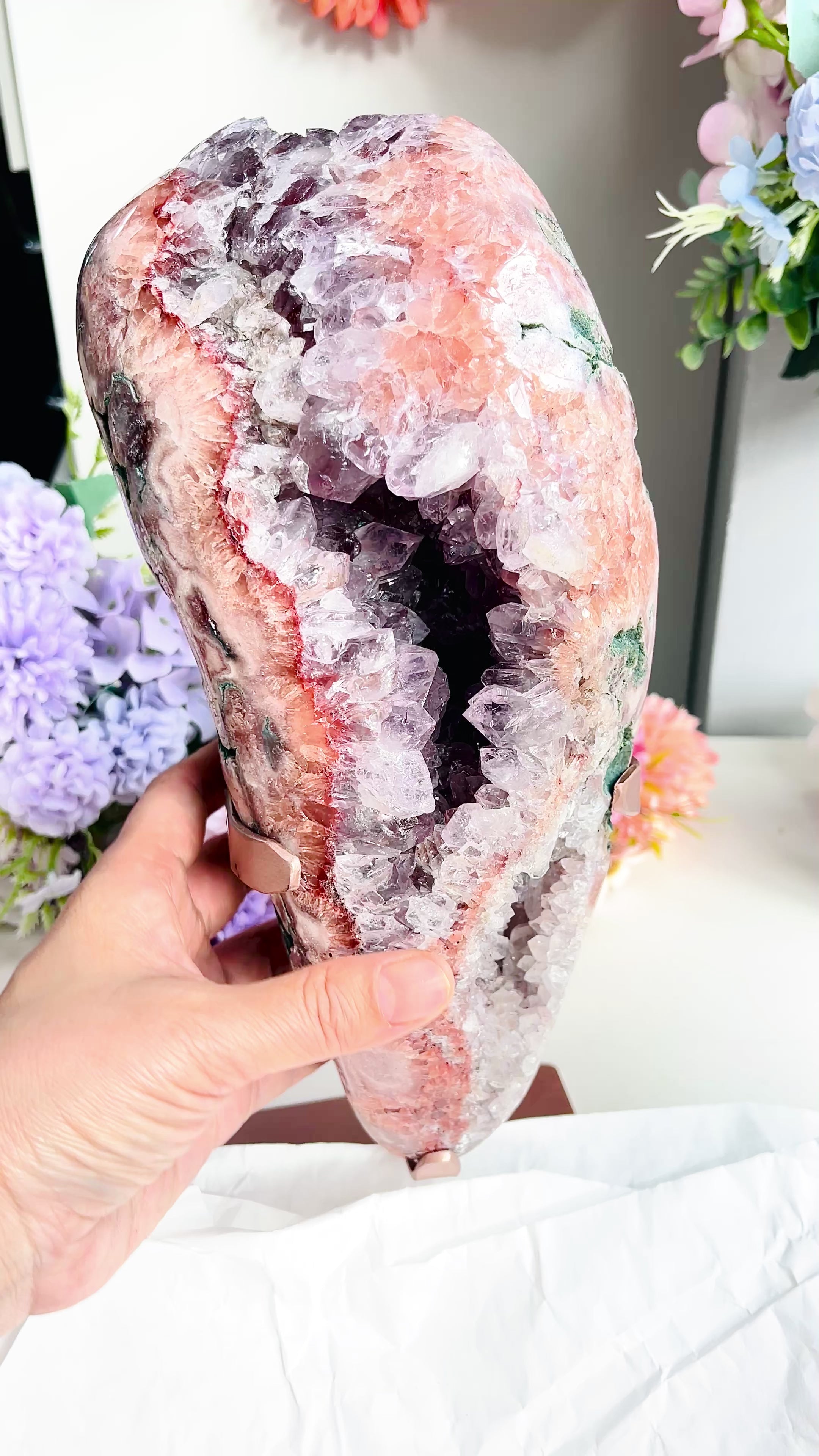 Natural Pink Amethyst Geode Freeform – "The May Bloom" | 4.1kg | Brazil