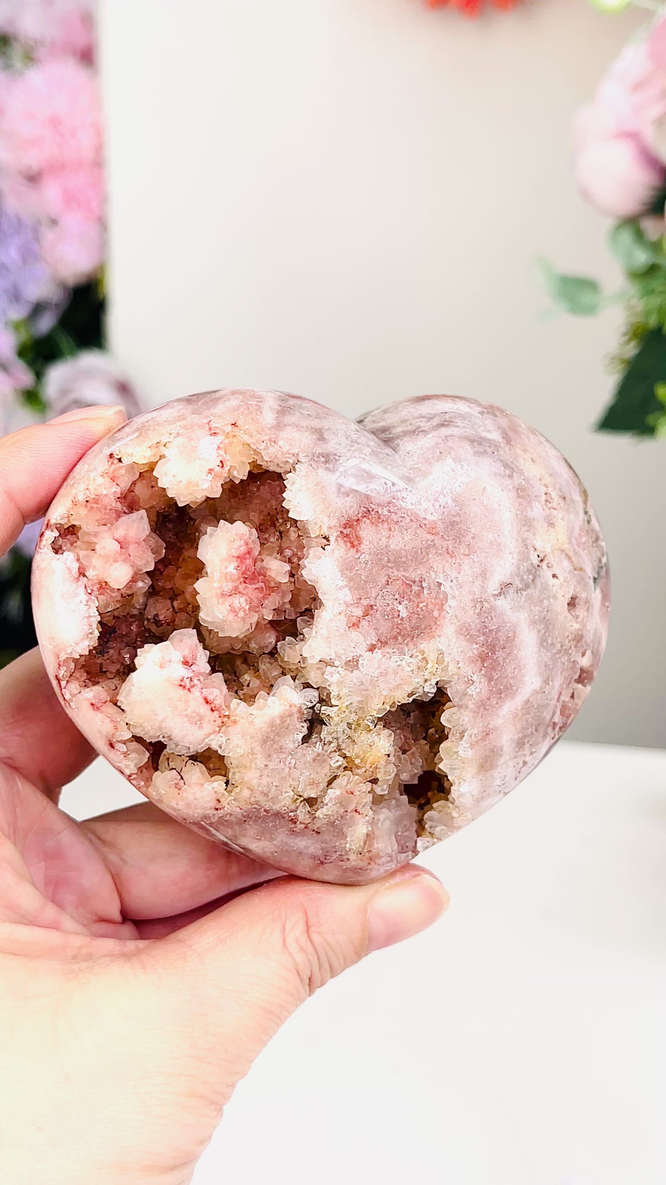 Pink Amethyst Druzy Heart