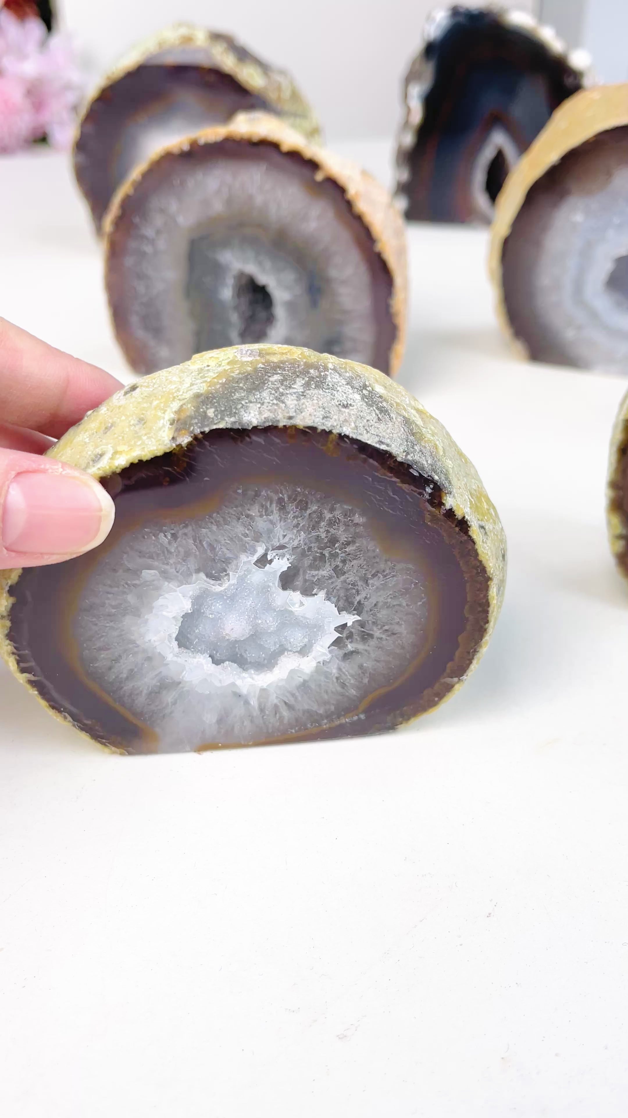 Brazilian Agate Crystal Cave - Cut Base Nodule (Un-dyed Earth Tones)