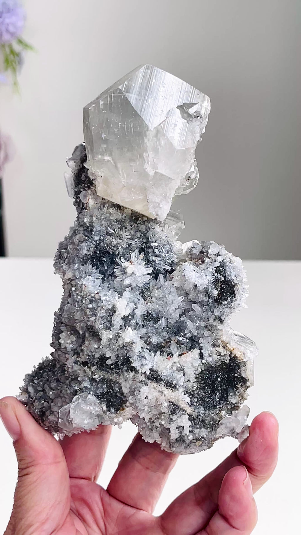 Breathtaking Needle Quartz Cluster with Calcite from Hubei China,  Unique Needle Quartz Specimen, Crystal Gift (Copy) (Copy)