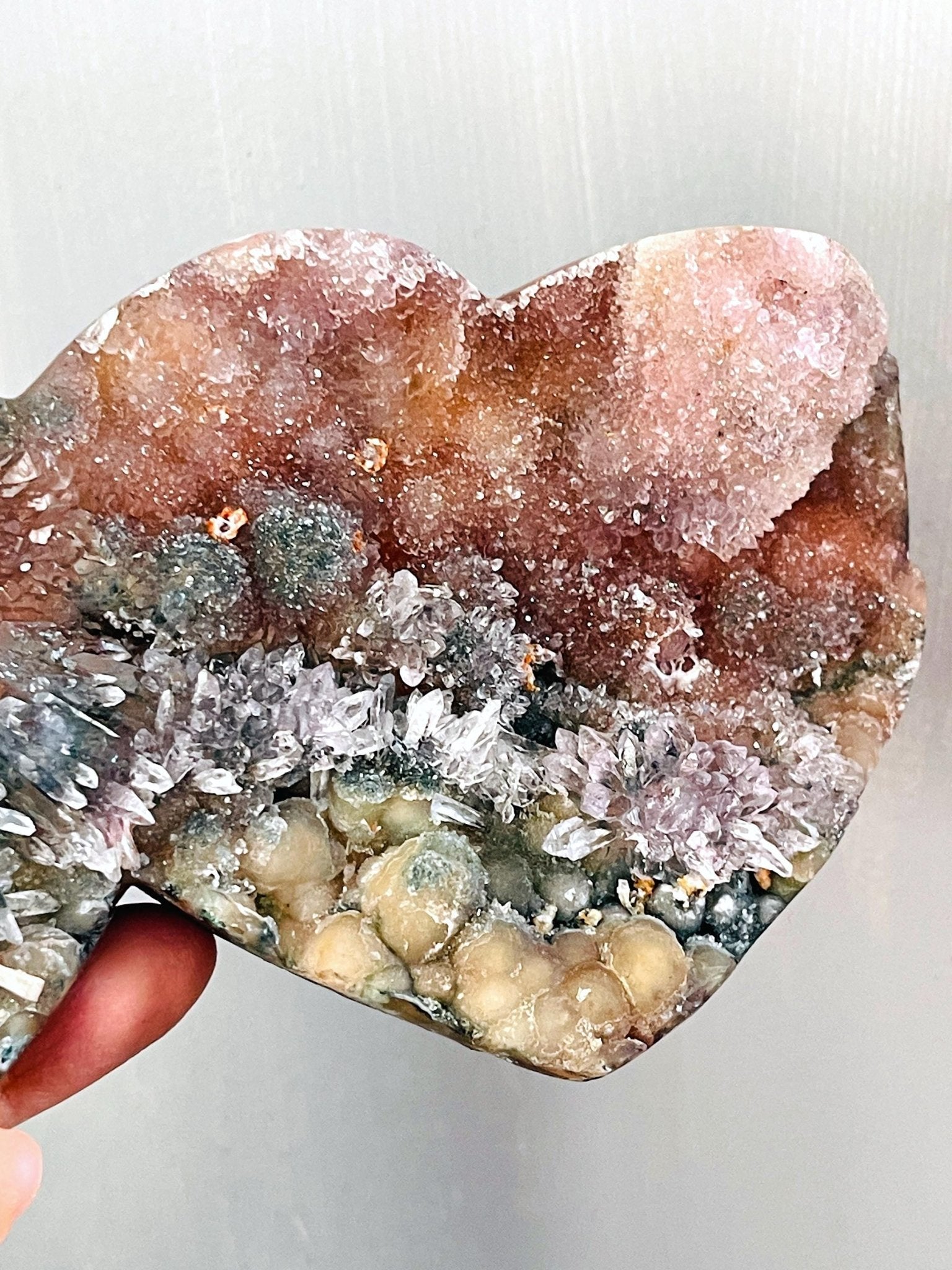 Rare Amethyst Flower Heart, 20cm Special Amethyst Flower Polished Crystal Heart, Unique Gift, Crystal Gift - Million Years Crystal