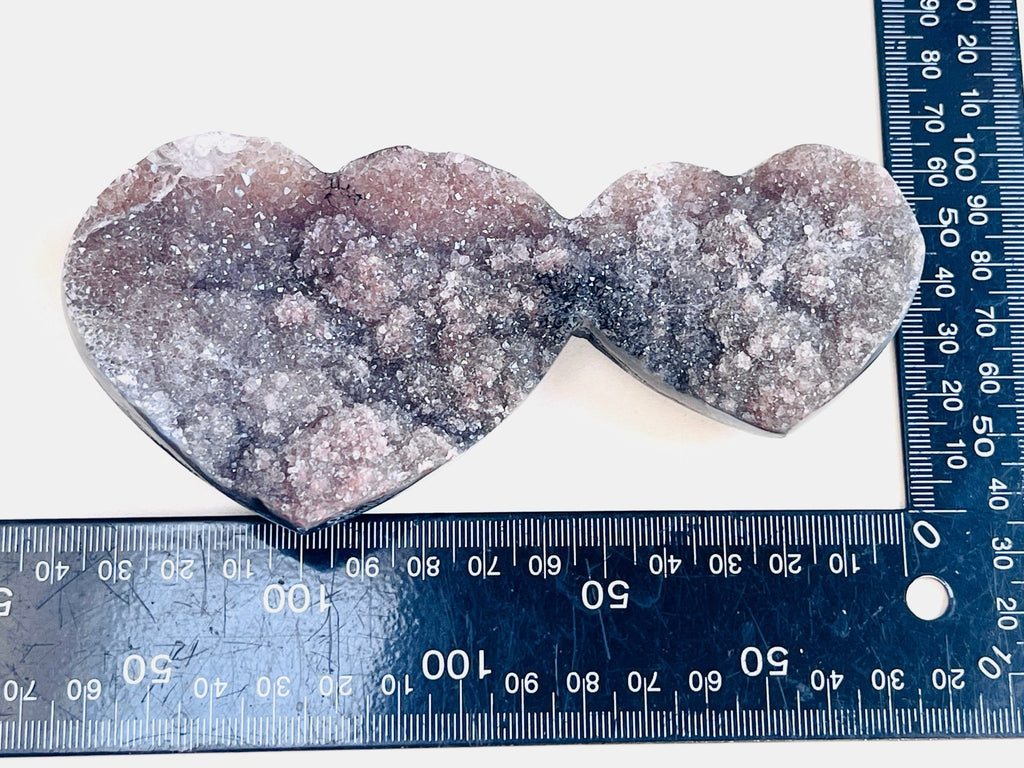 Rare Amethyst Flower Heart, Special Amethyst Flower Polished Crystal Double Heart, Unique Gift, Crystal Gift - Million Years Crystal