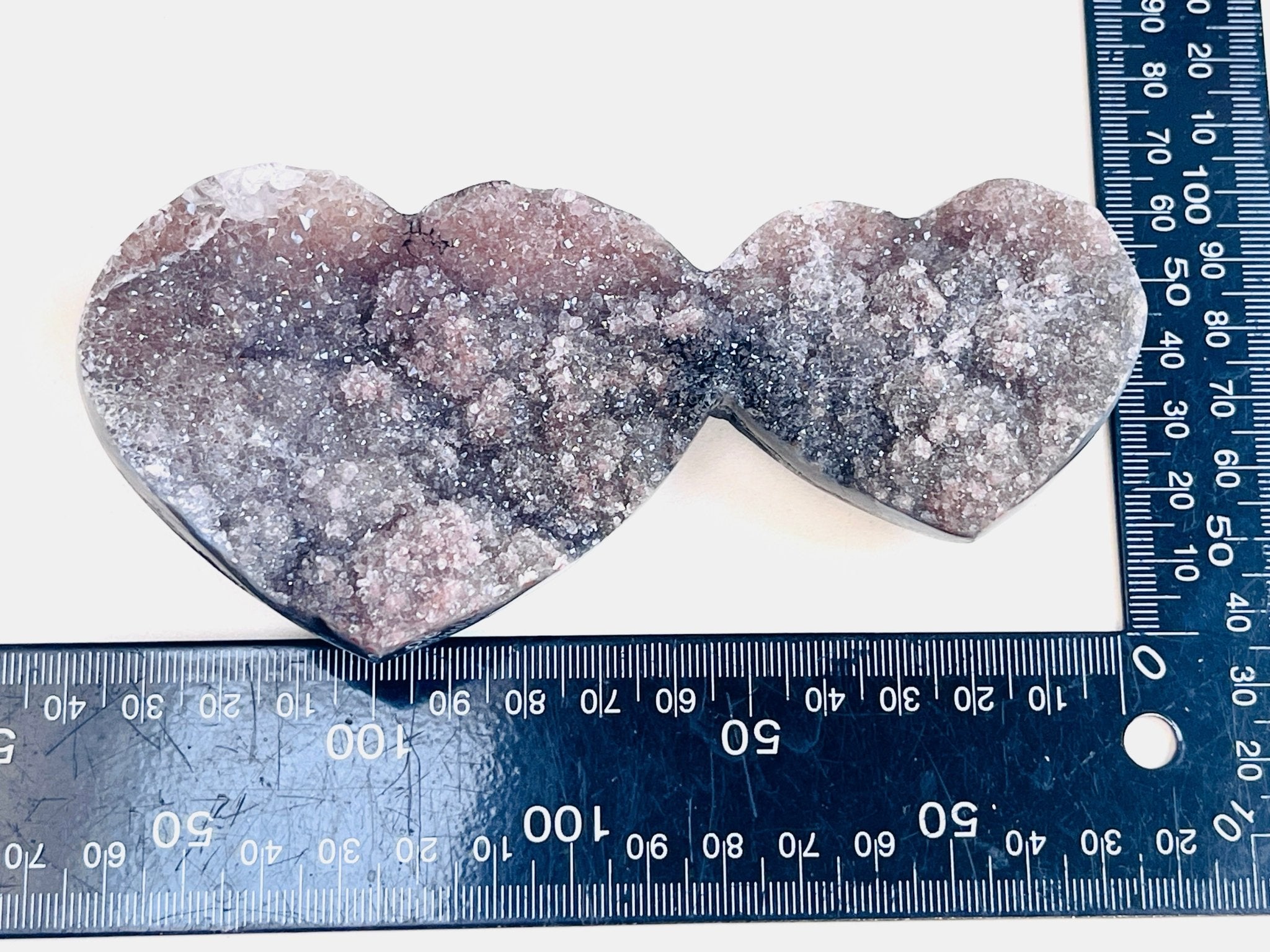 Rare Amethyst Flower Heart, Special Amethyst Flower Polished Crystal Double Heart, Unique Gift, Crystal Gift - Million Years Crystal